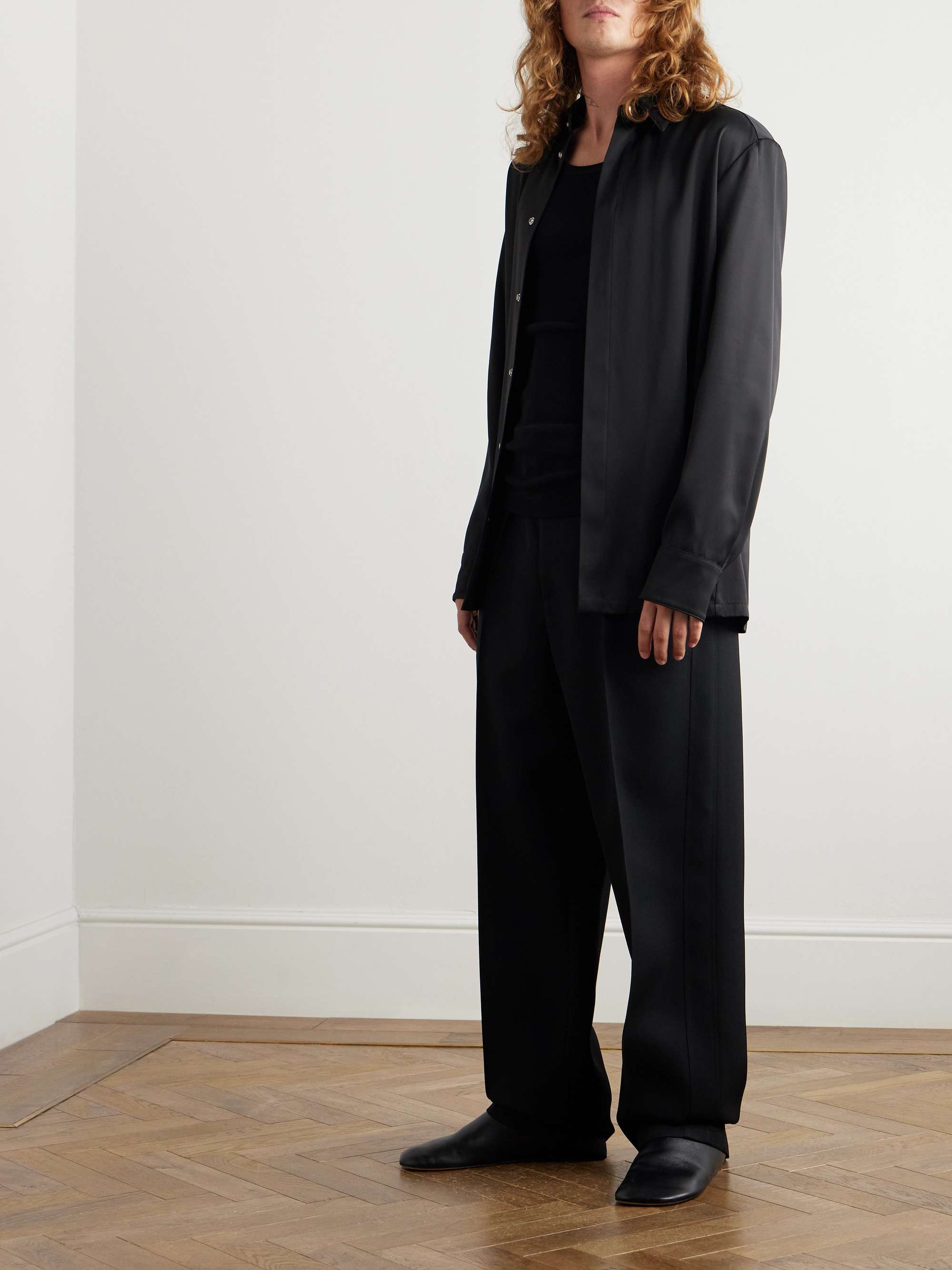 Wide-Leg Wool-Twill Trousers view