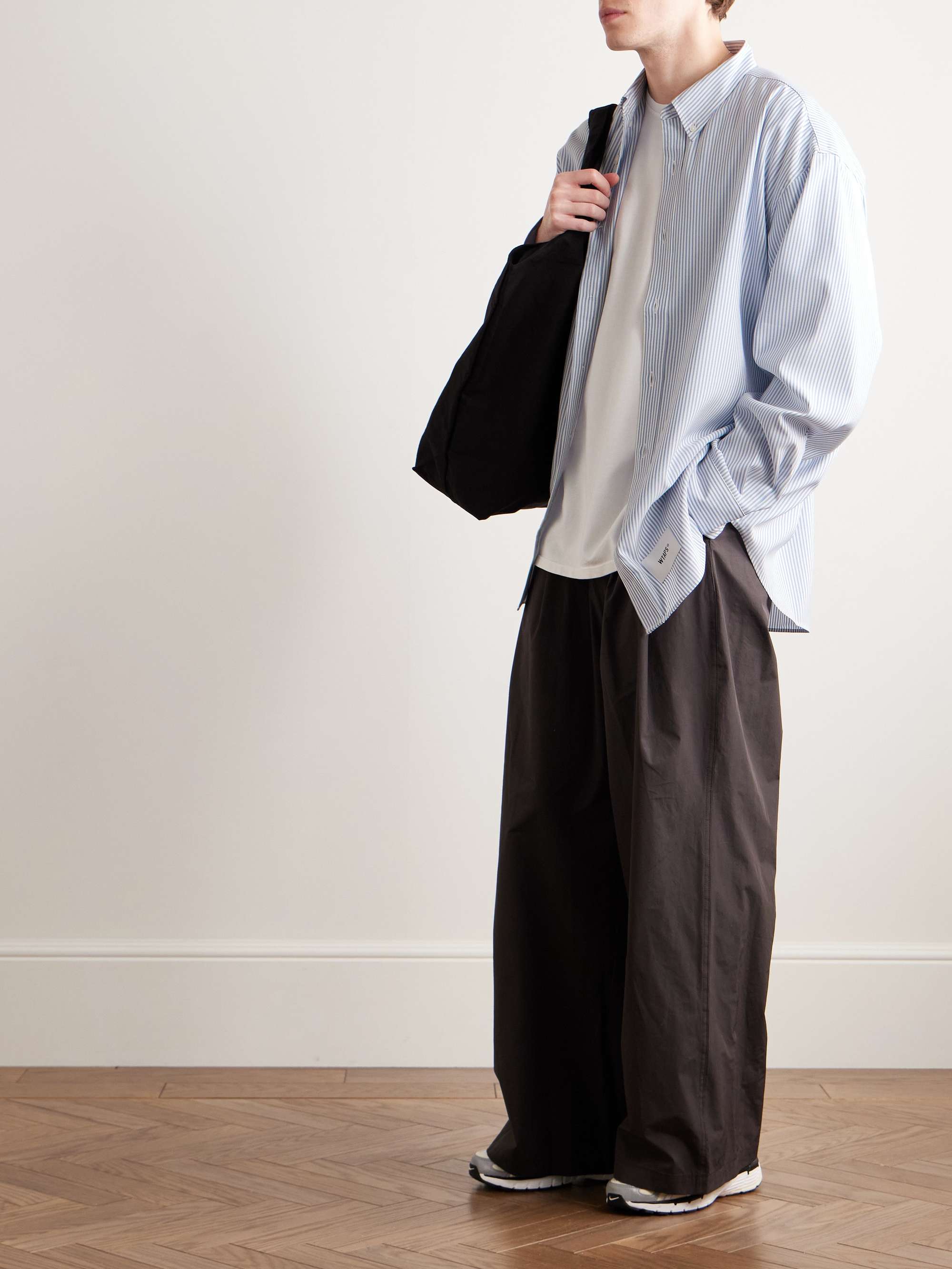 Button-Down Collar Logo-Appliquéd Striped COOLMAX® Broadcloth Shirt view