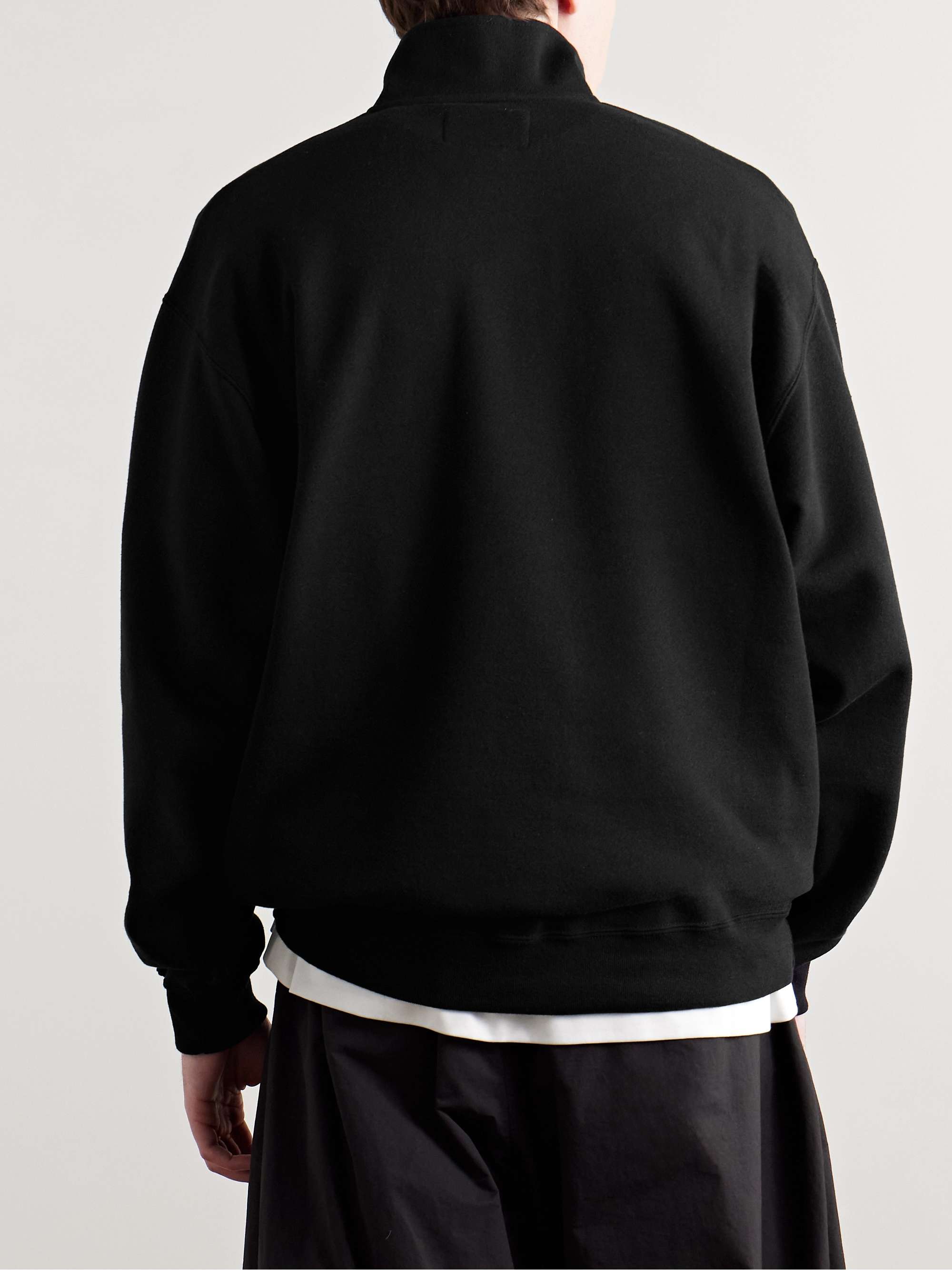 Logo-Embroidered Appliqued Cotton-Blend Jersey Half-Zip Sweatshirt view