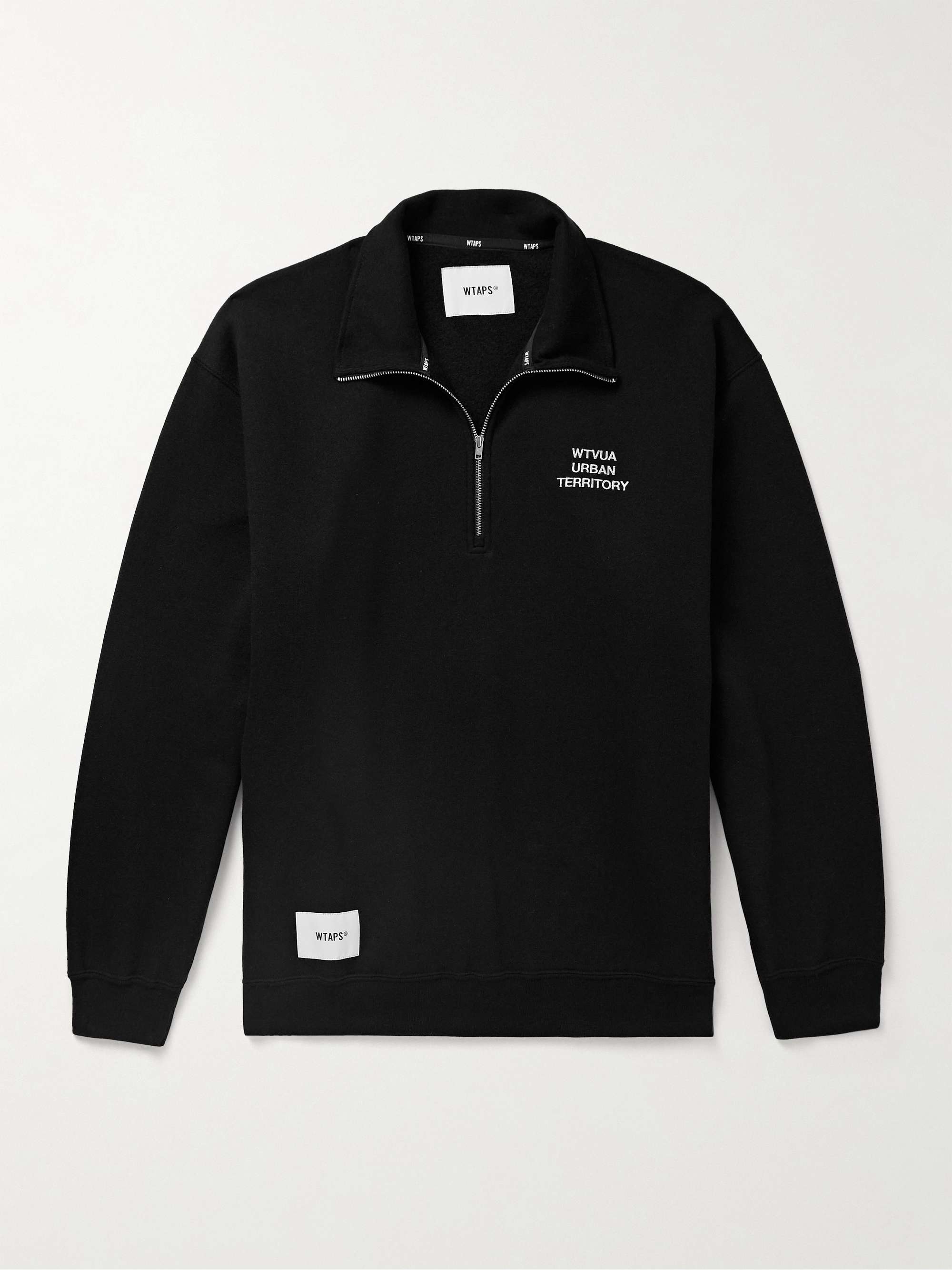 Logo-Embroidered Appliqued Cotton-Blend Jersey Half-Zip Sweatshirt view