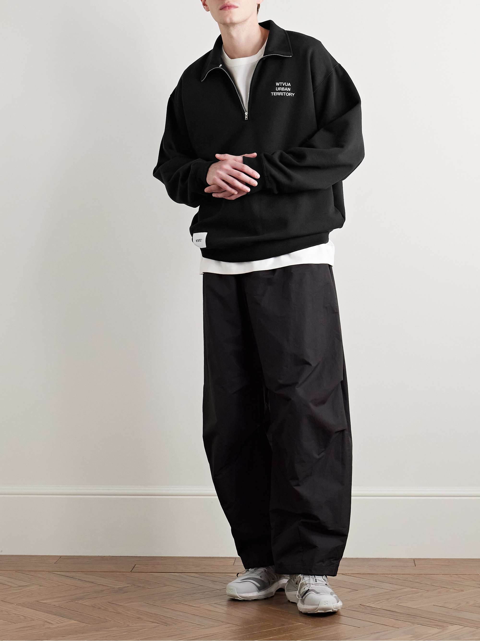 Logo-Embroidered Appliqued Cotton-Blend Jersey Half-Zip Sweatshirt view