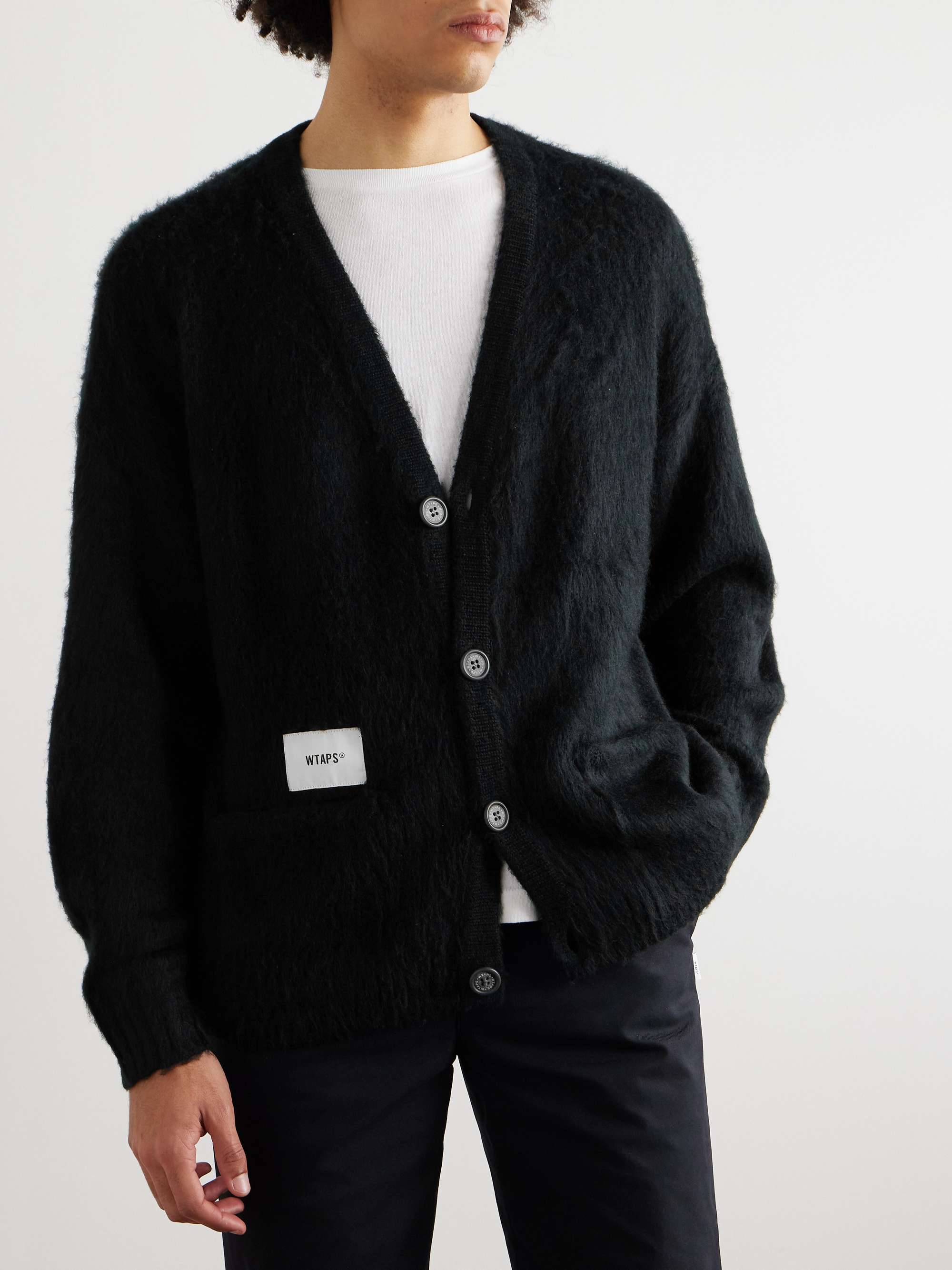 Logo-Appliquéd Brushed-Knit Cardigan view