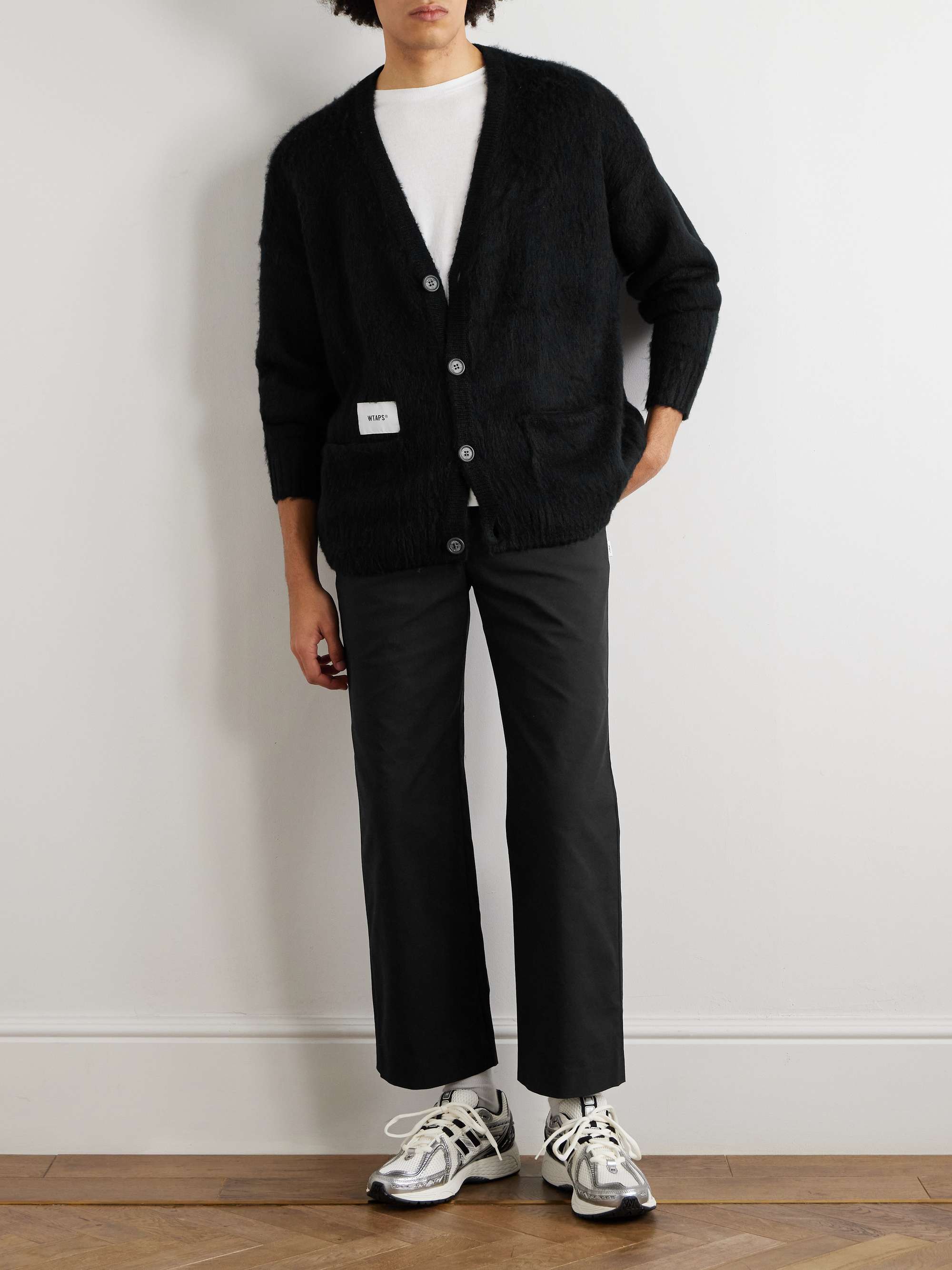 Logo-Appliquéd Brushed-Knit Cardigan view