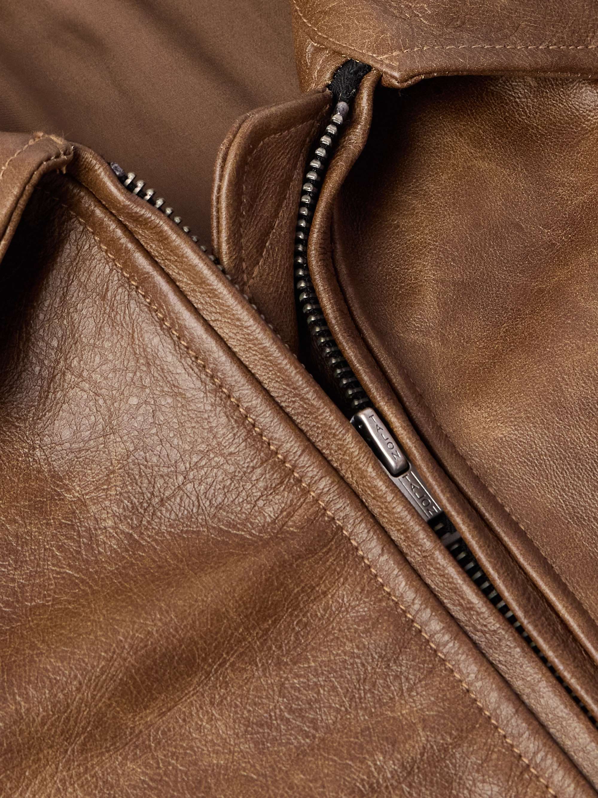 Oversized Logo-Print Leather Bomber Jacket view