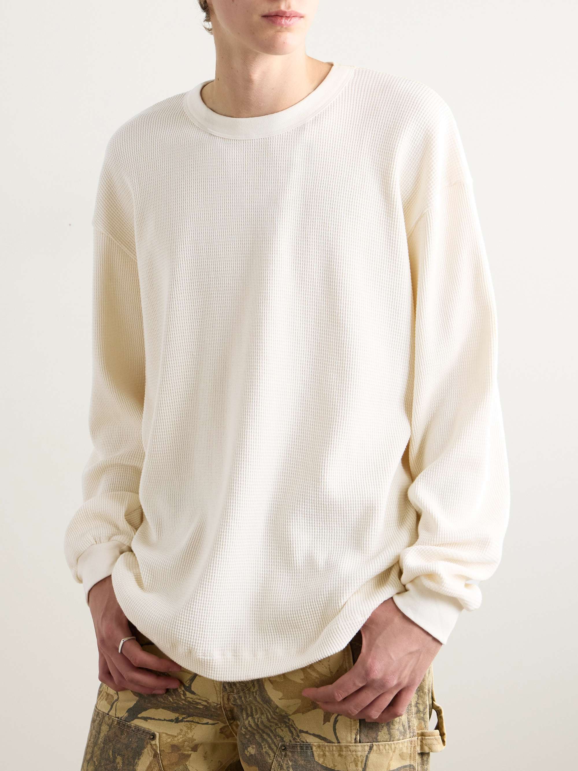 Oversized Logo-Print Waffle-Knit Cotton T-shirt view
