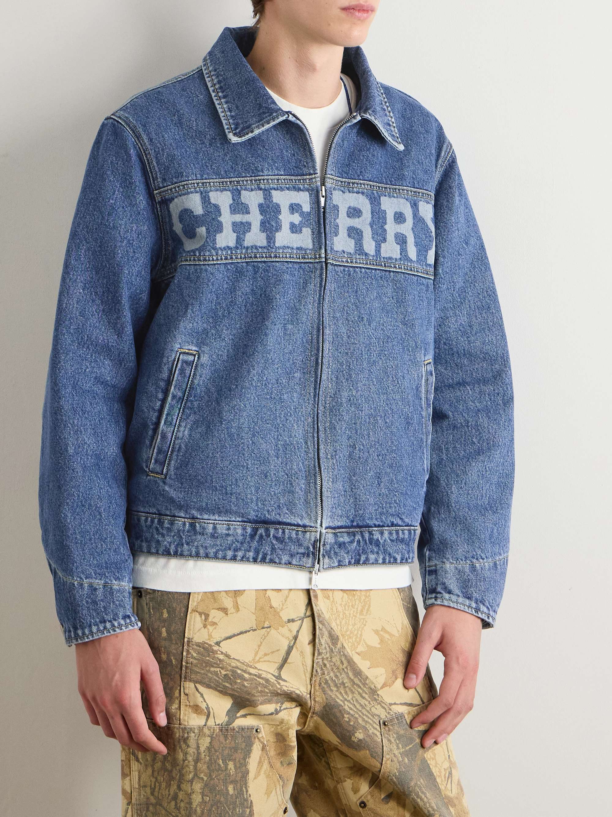 Logo-Print Denim Blouson Jacket view
