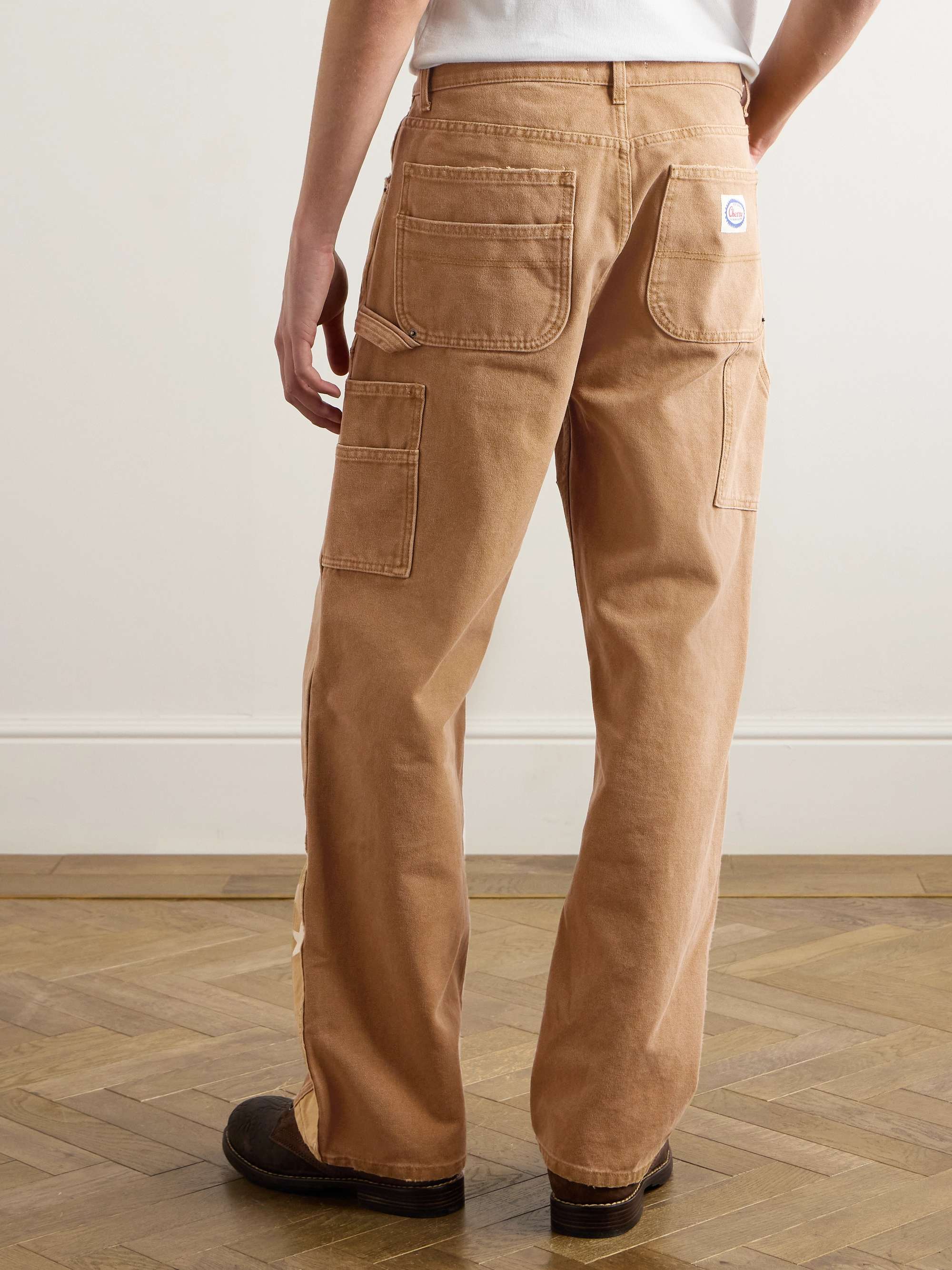 Straight-Leg Panelled Printed Cotton-Canvas Trousers view