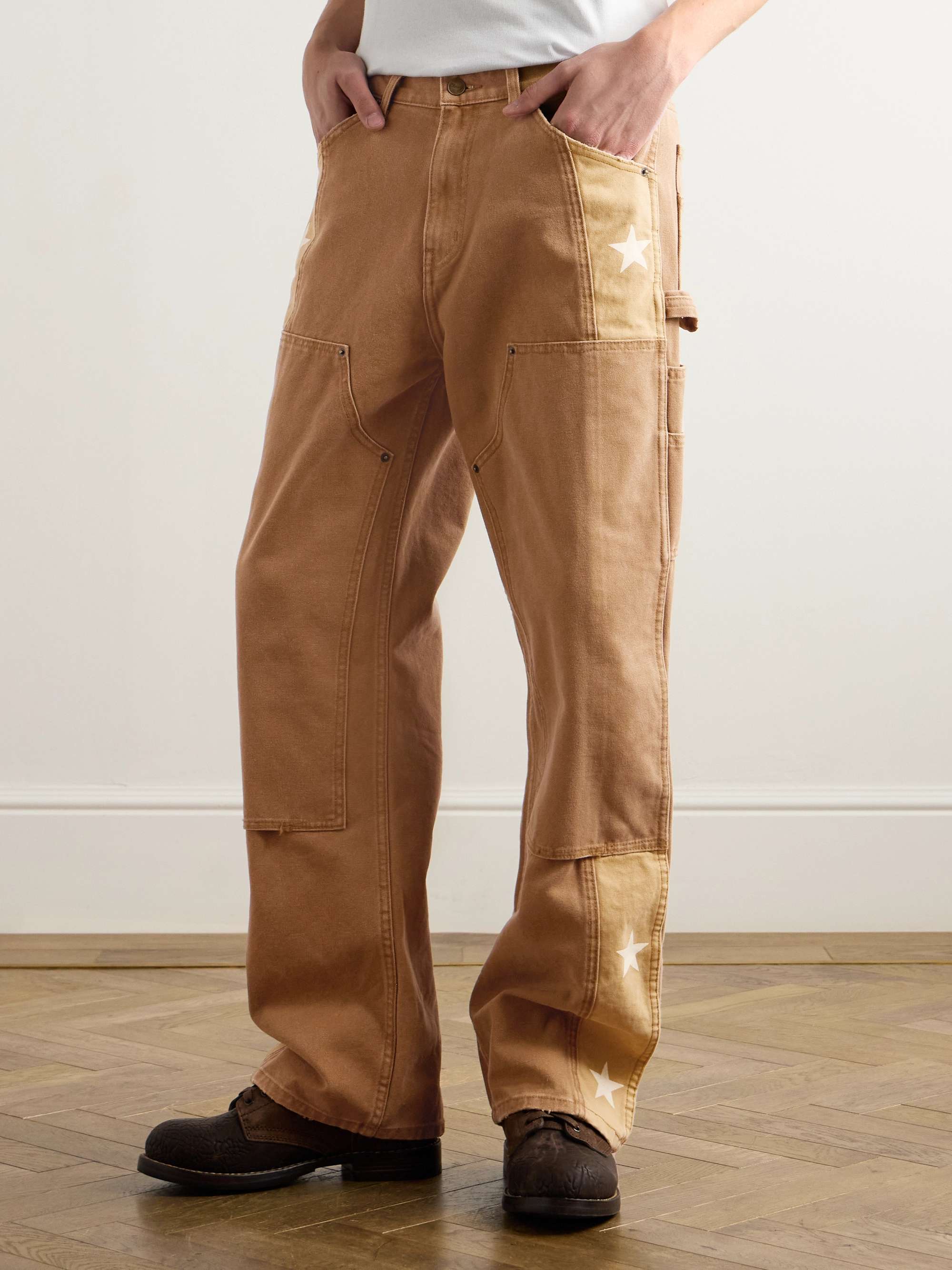 Straight-Leg Panelled Printed Cotton-Canvas Trousers view