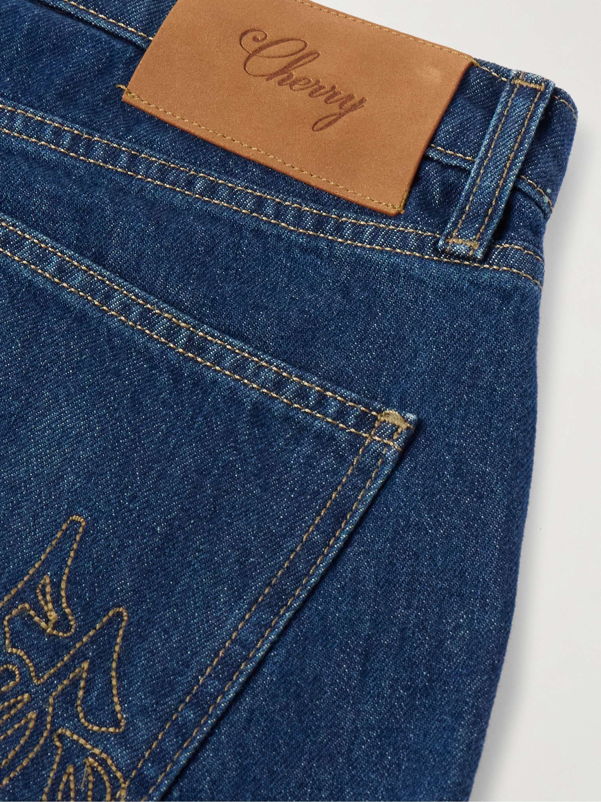 Straight-Leg Logo-Embroidered Jeans view