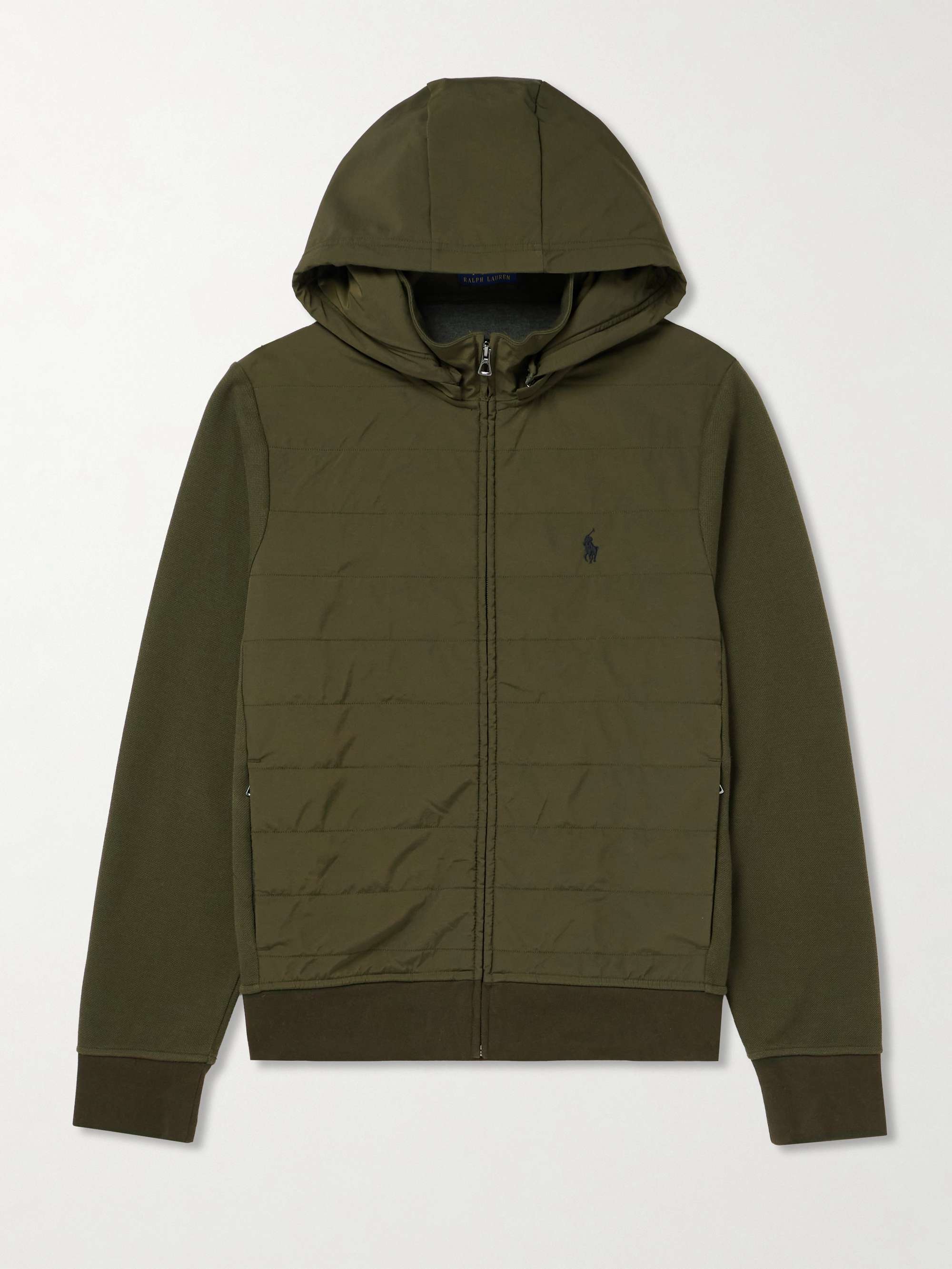 Quilted Shell and Cotton-Blend Piqué Hooded Jacket view