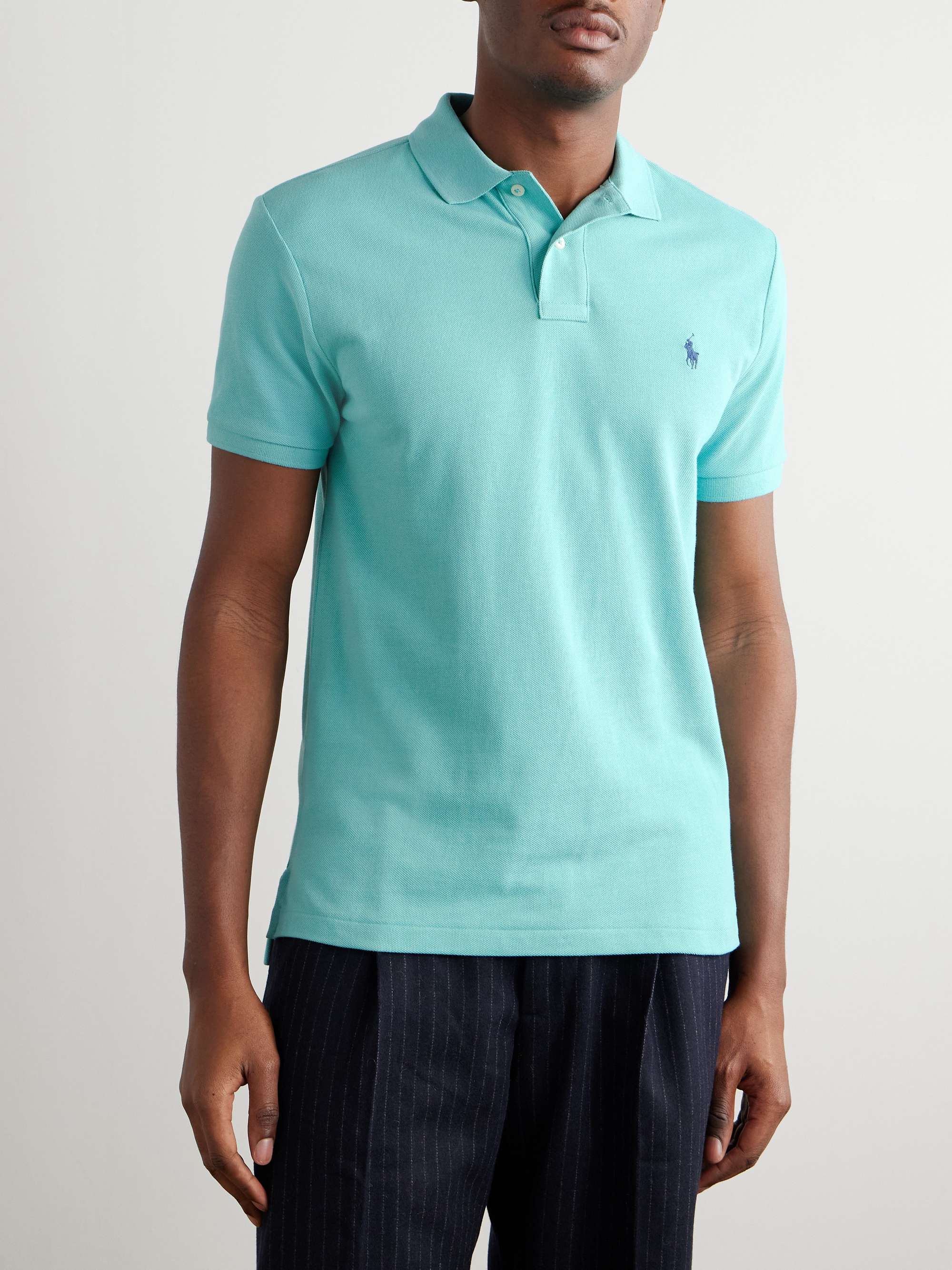 Slim-Fit Logo-Embroidered Cotton-Piqué Polo Shirt view
