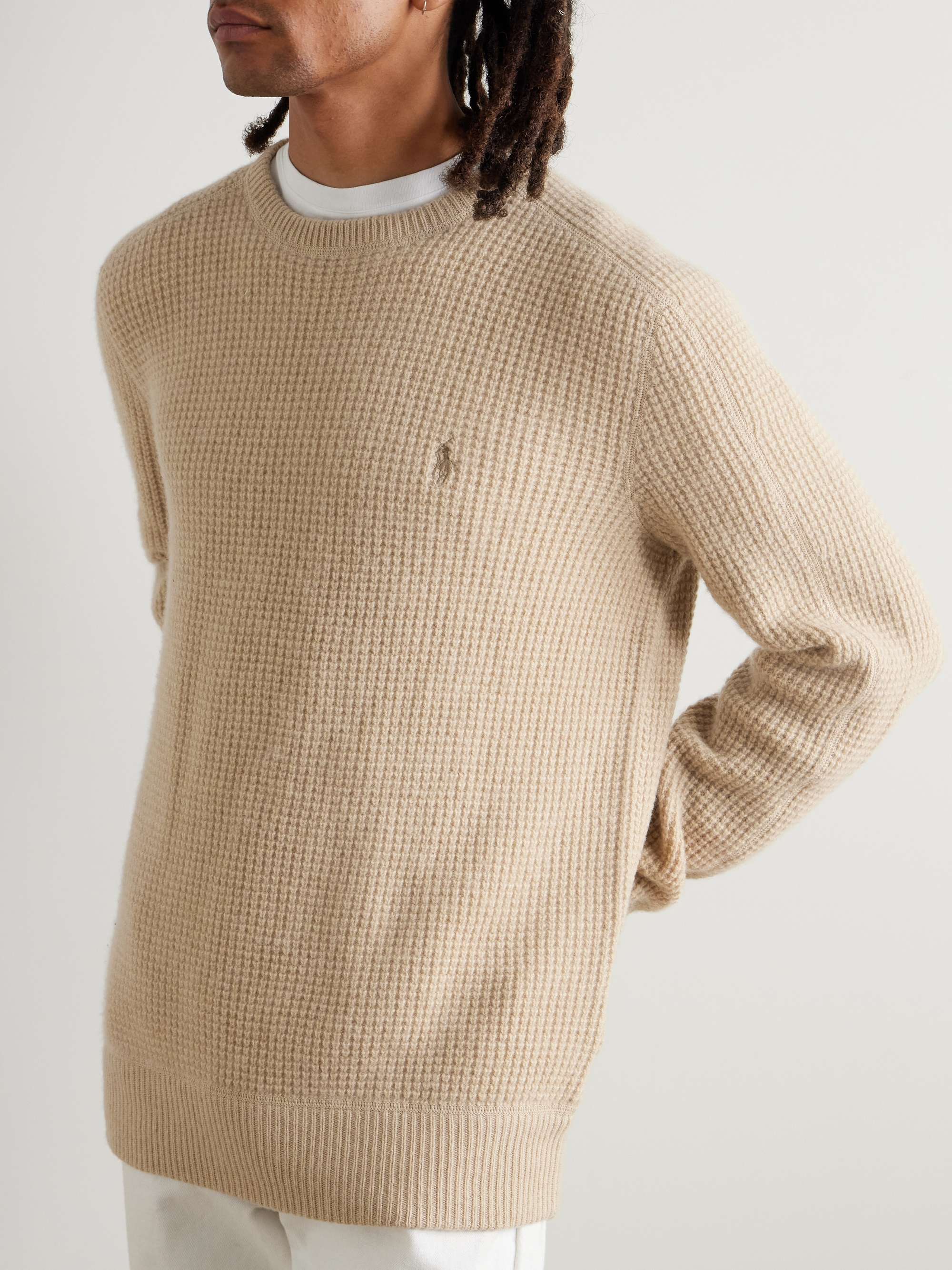 Logo-Embroidered Waffle-Knit Wool and Alpaca-Blend Sweater view