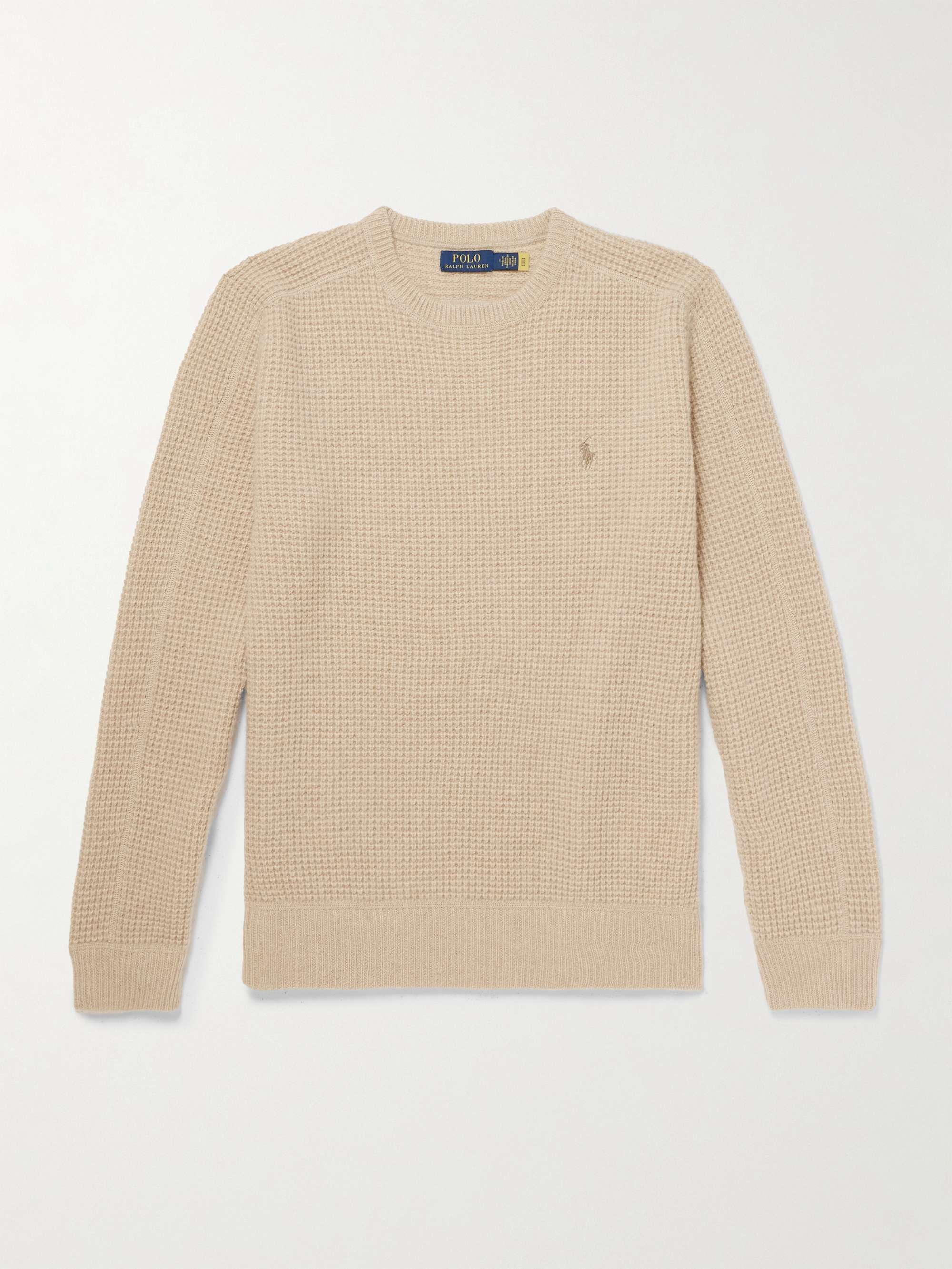 Logo-Embroidered Waffle-Knit Wool and Alpaca-Blend Sweater view
