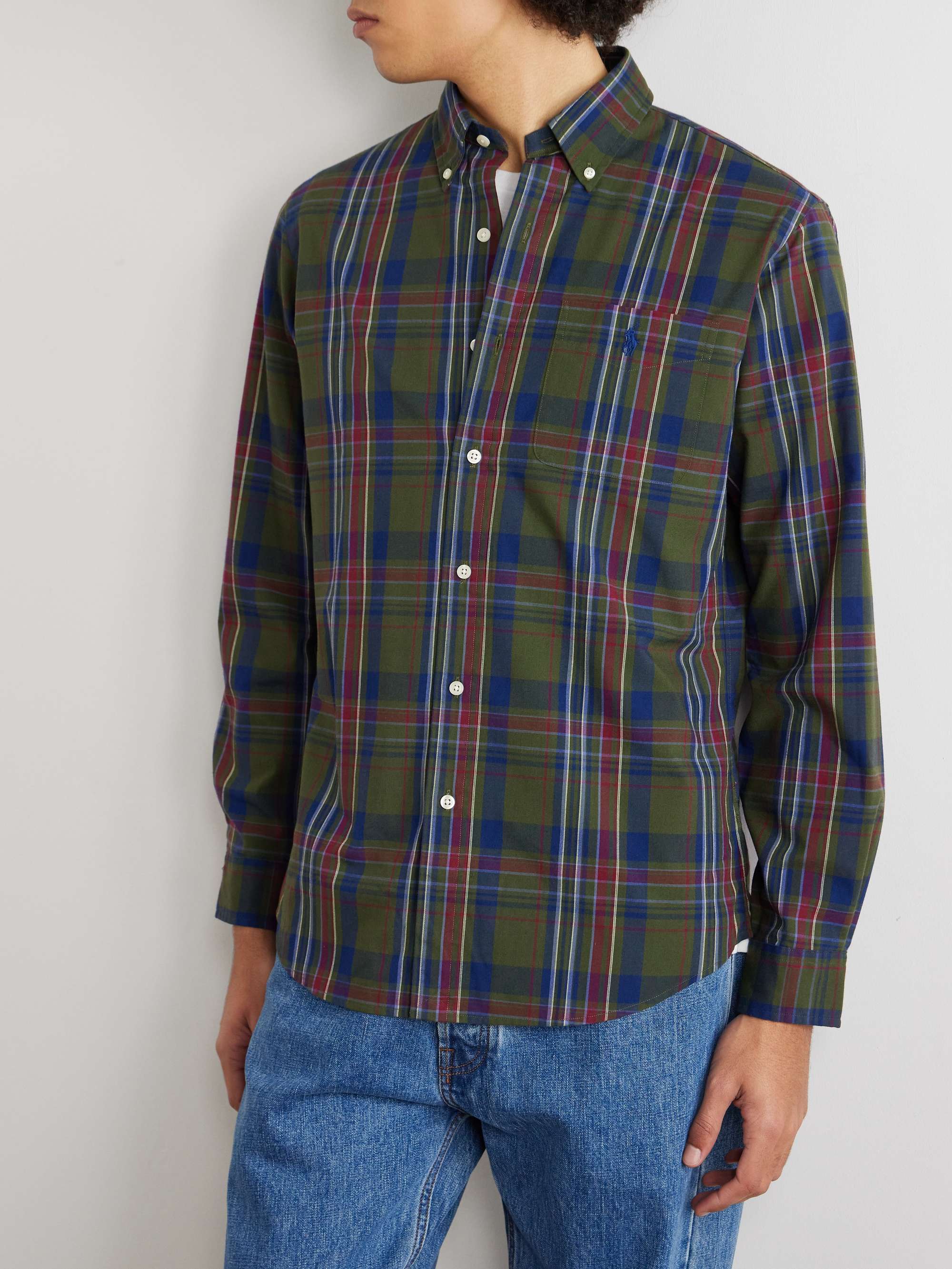 Button-Down Collar Checked Performance Woven Shirt view