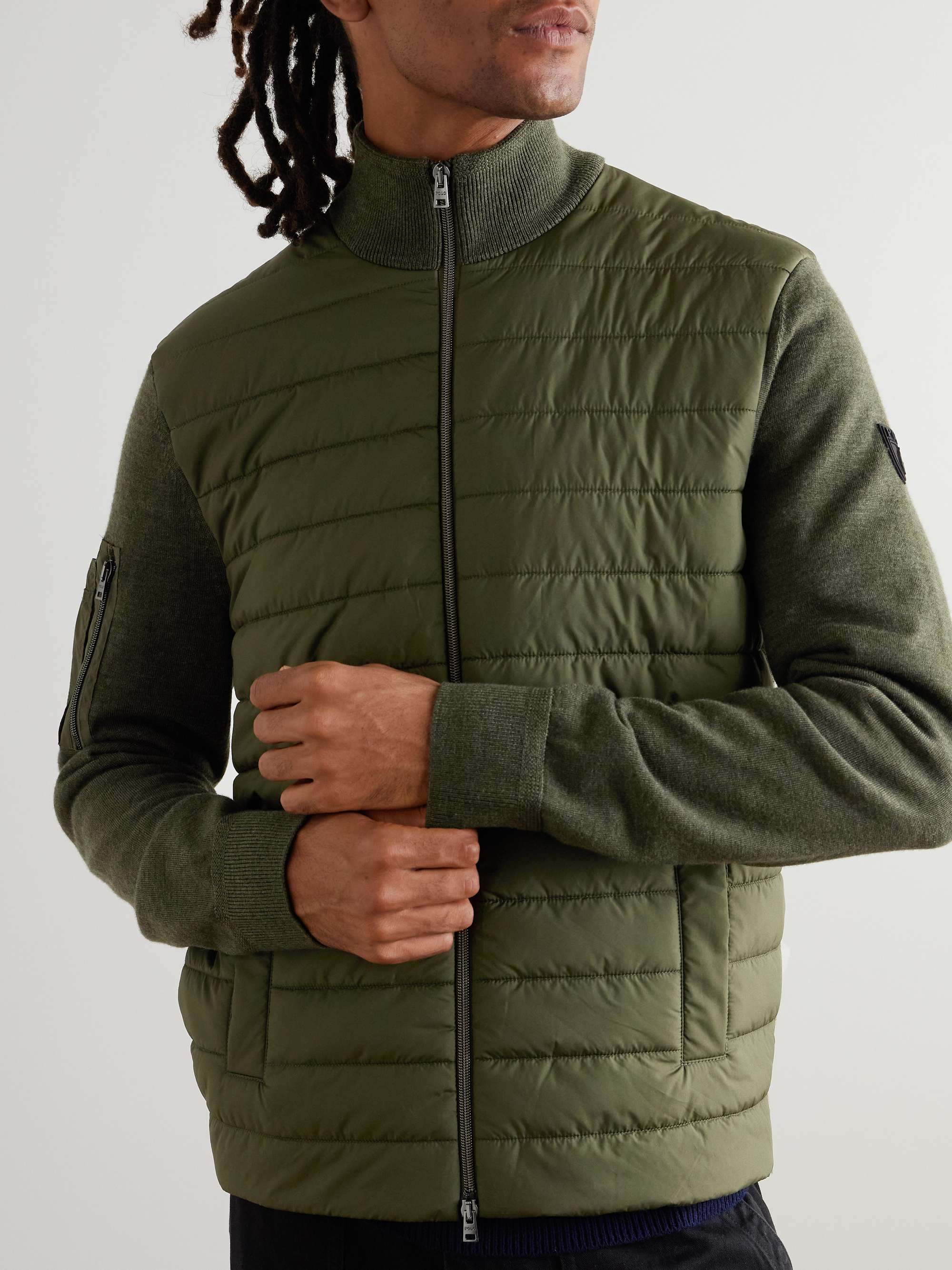 Quilted Shell and Logo-Appliquéd Wool Jacket view