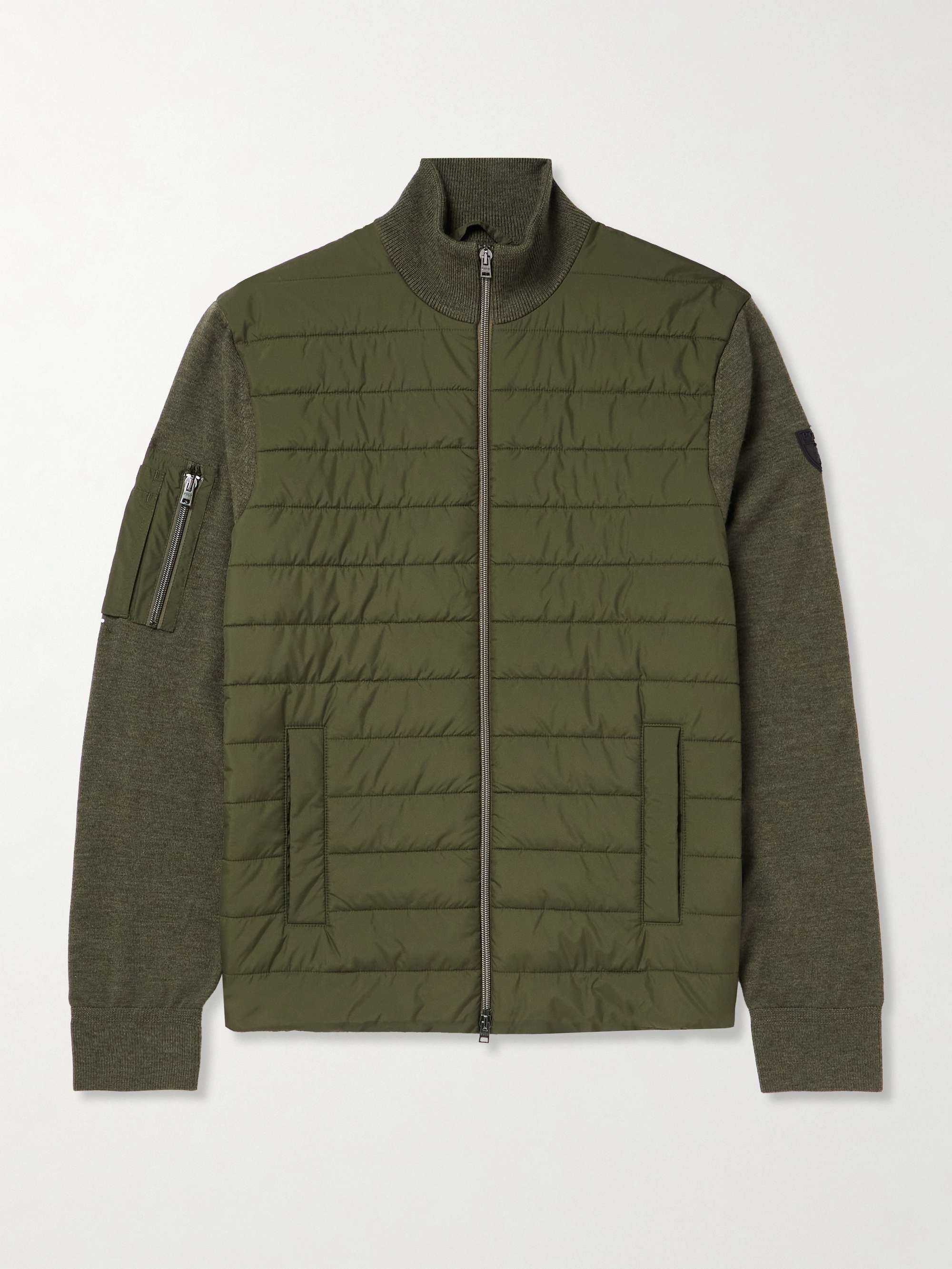 Quilted Shell and Logo-Appliquéd Wool Jacket view