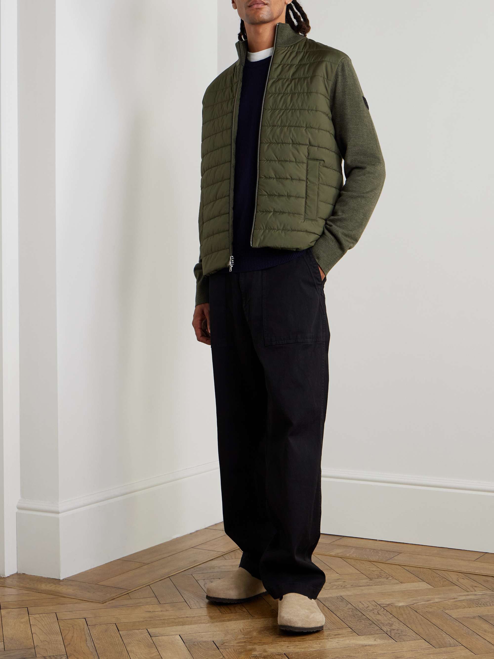 Quilted Shell and Logo-Appliquéd Wool Jacket view