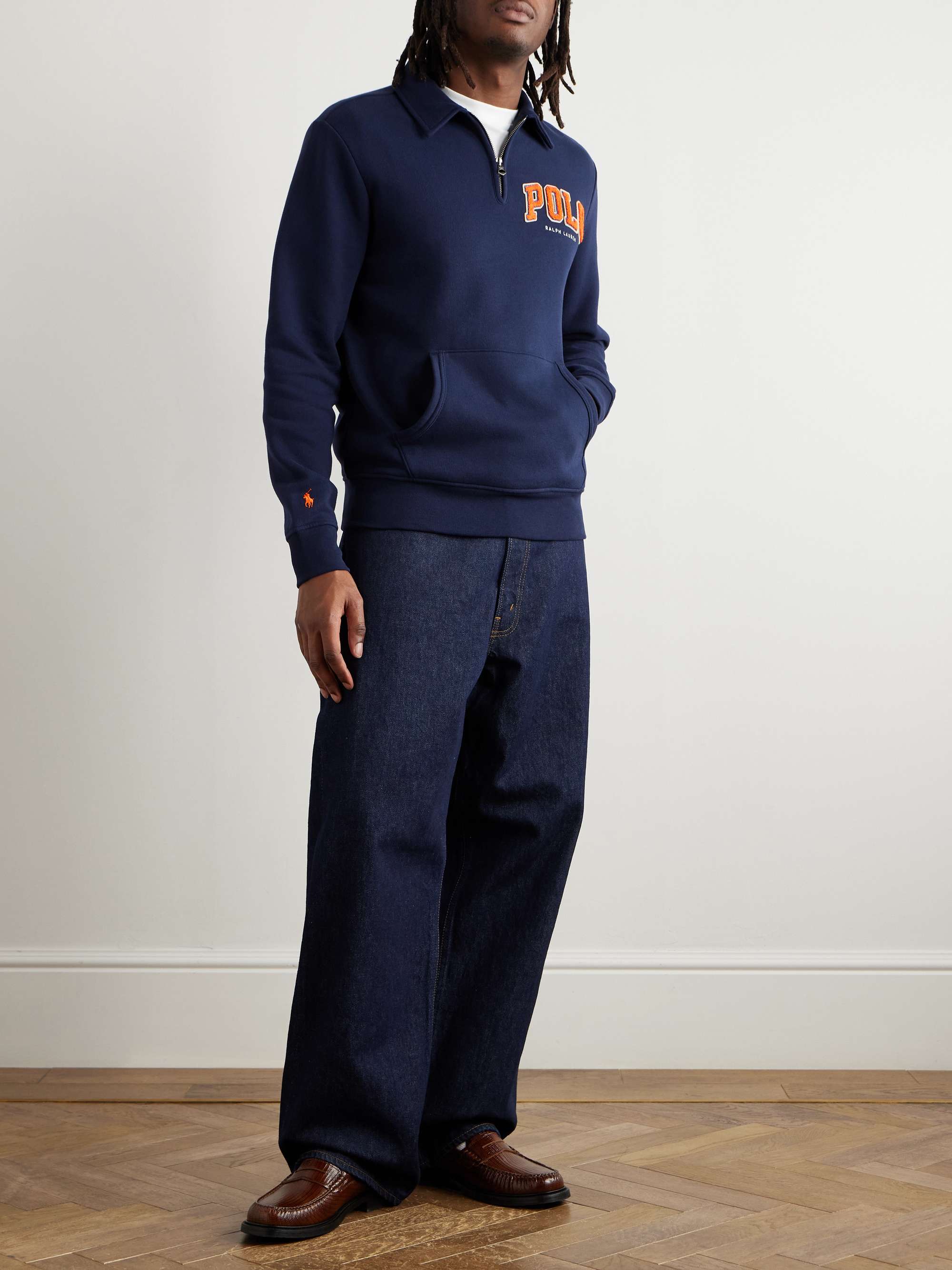 Logo-Appliquéd Cotton-Blend Jersey Half-Zip Sweatshirt view