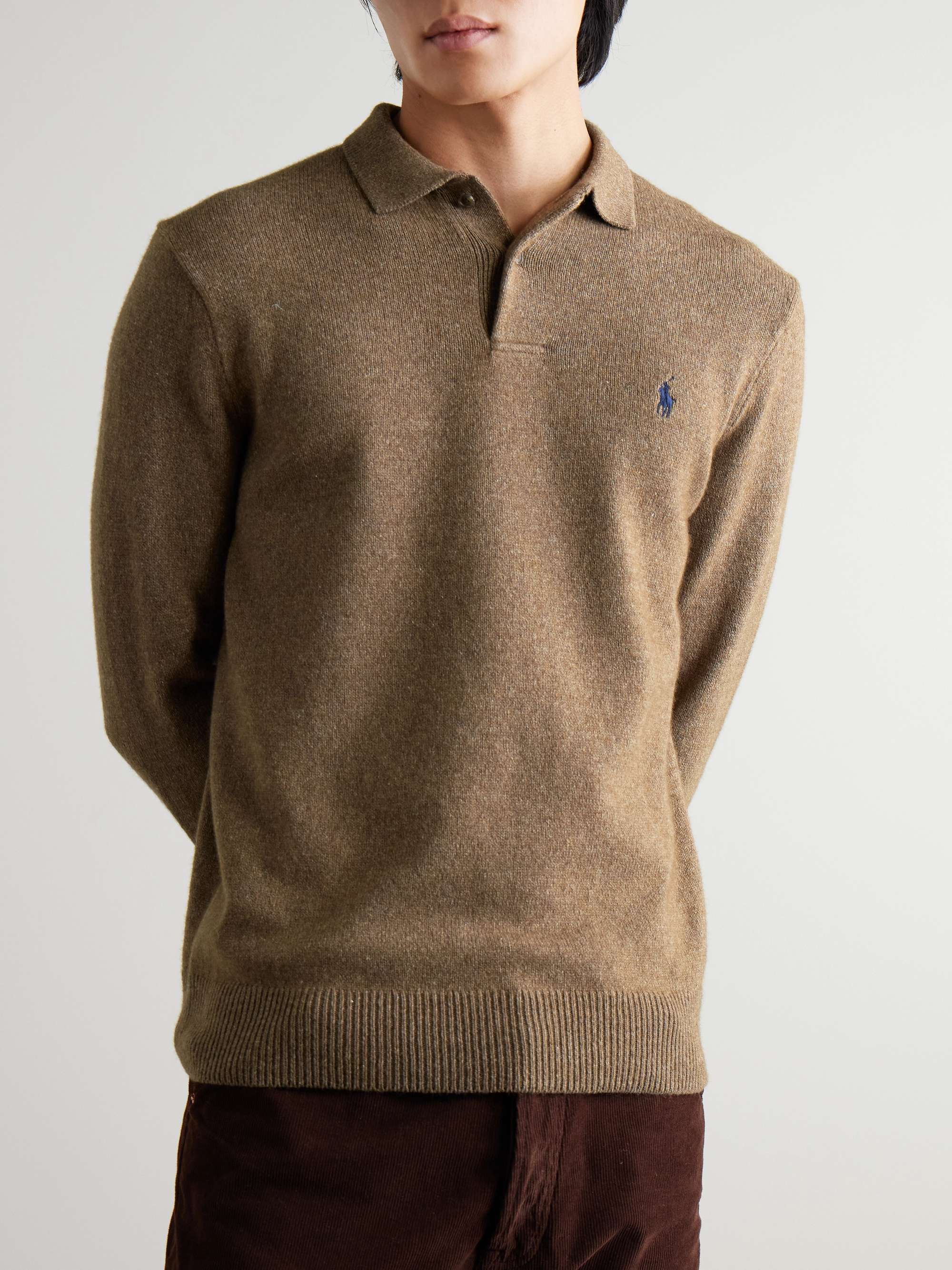 Wool and Cotton-Blend Polo Sweater view
