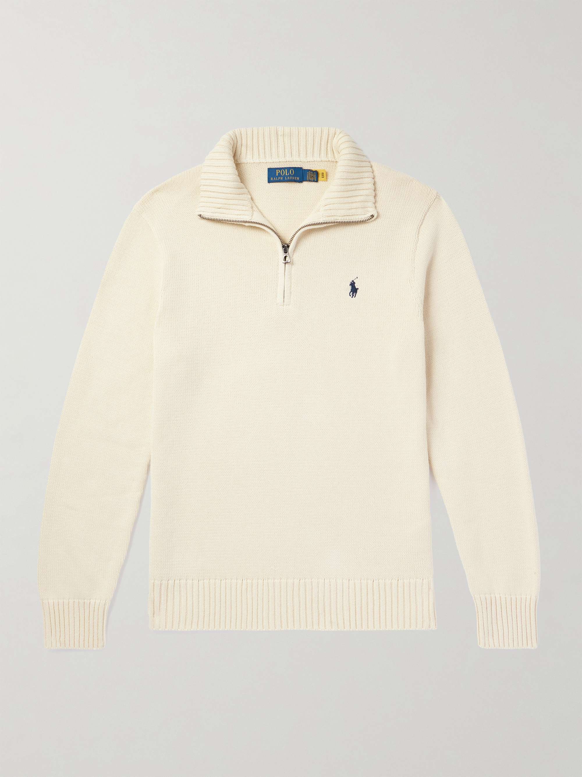 Logo-Embroidered Cotton Half-Zip Sweater view