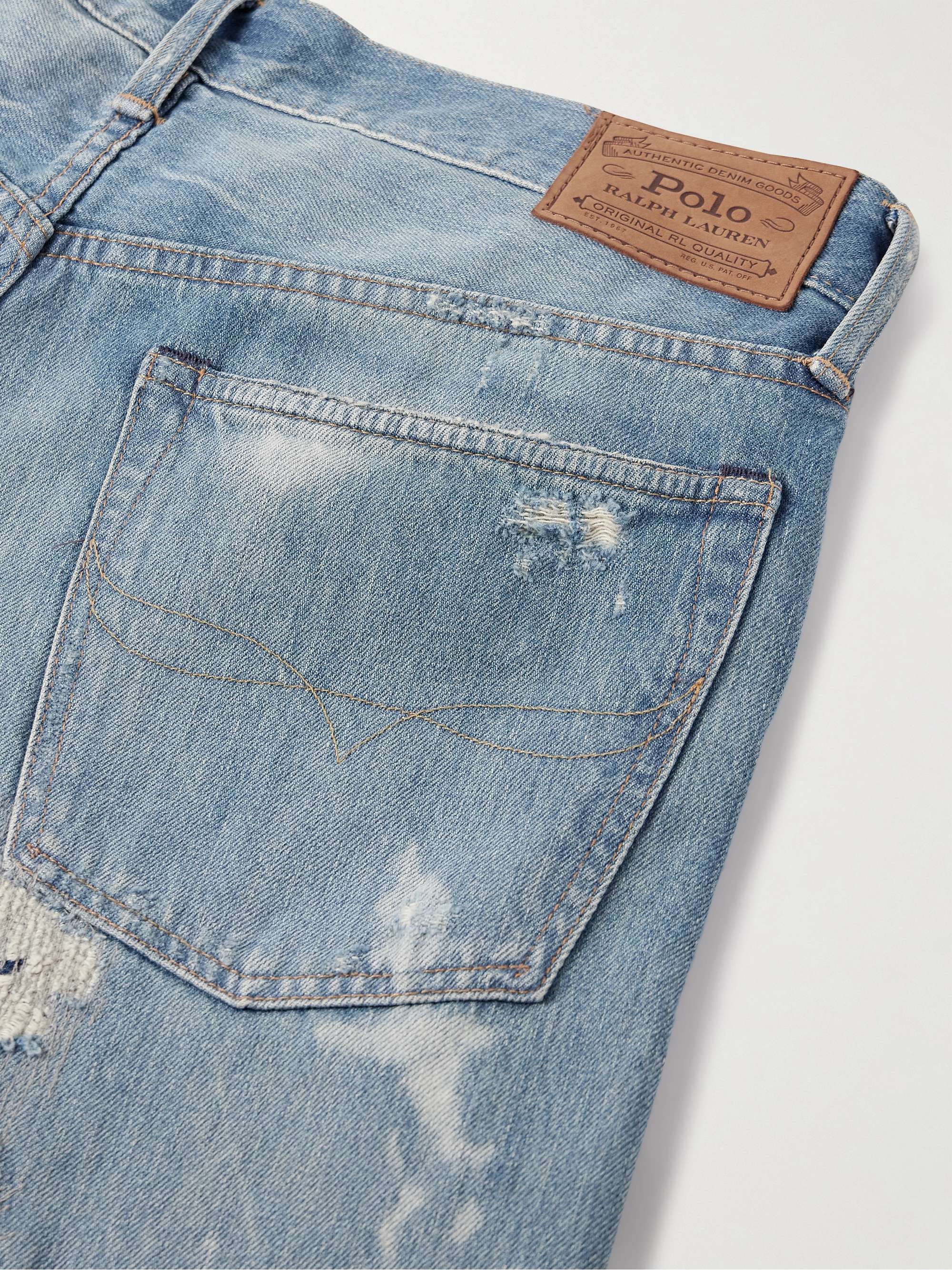 Straight-Leg Distressed Patchwork Jeans view