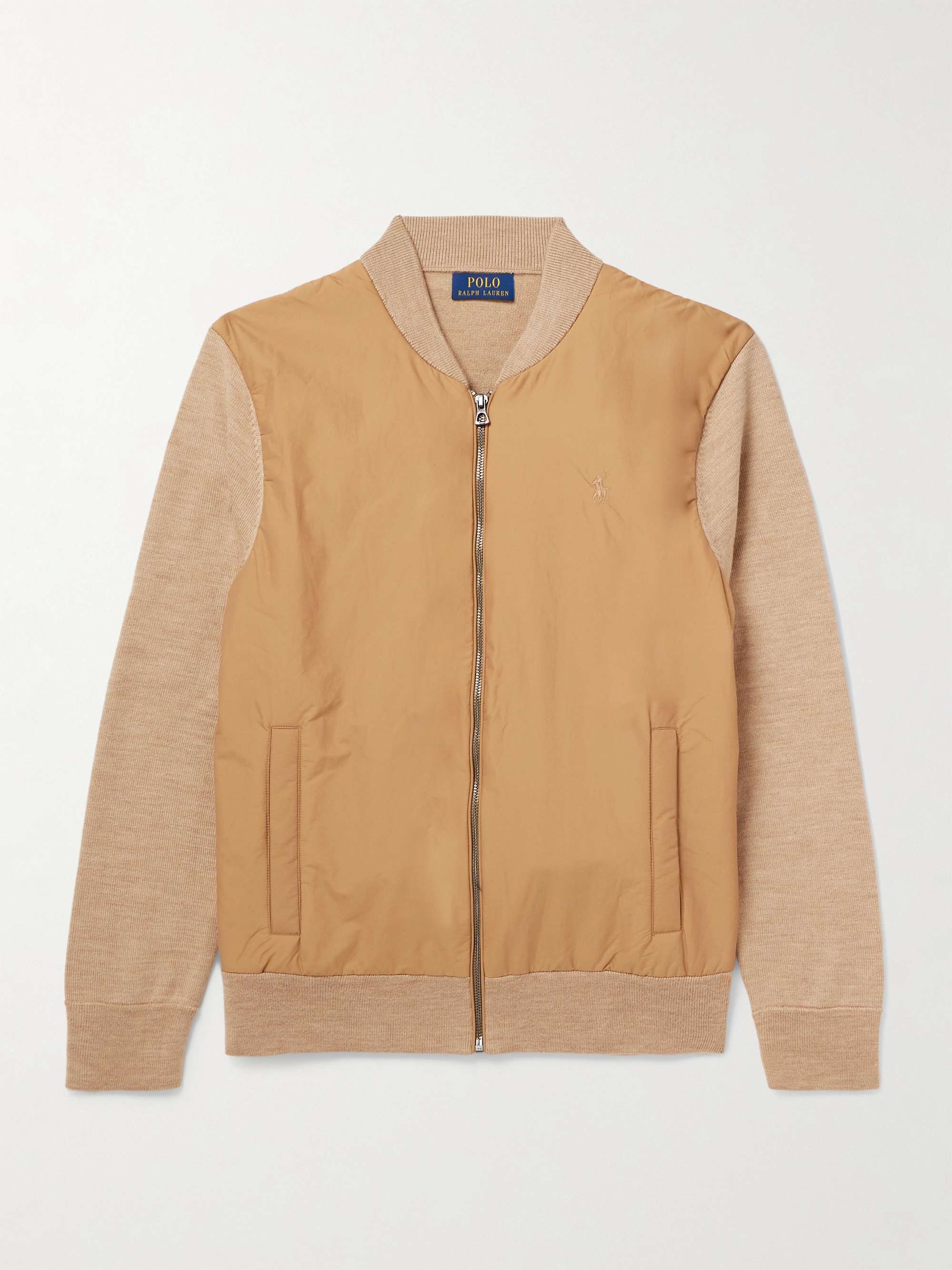 Logo-Embroidered Merino Wool and Cotton-Blend Shell Jacket view