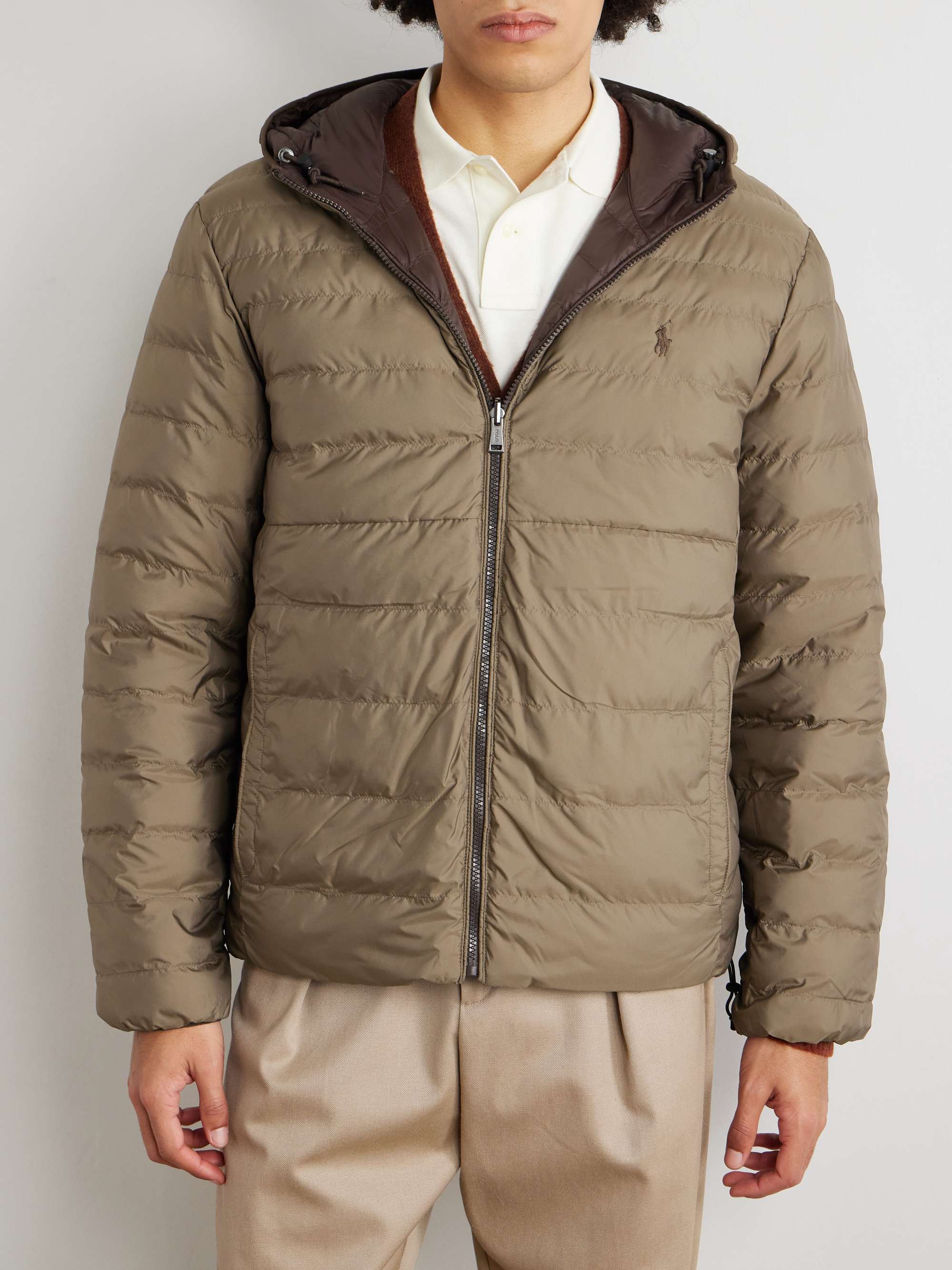 Logo-Embroidered Quilted Nylon Hooded Jacket view