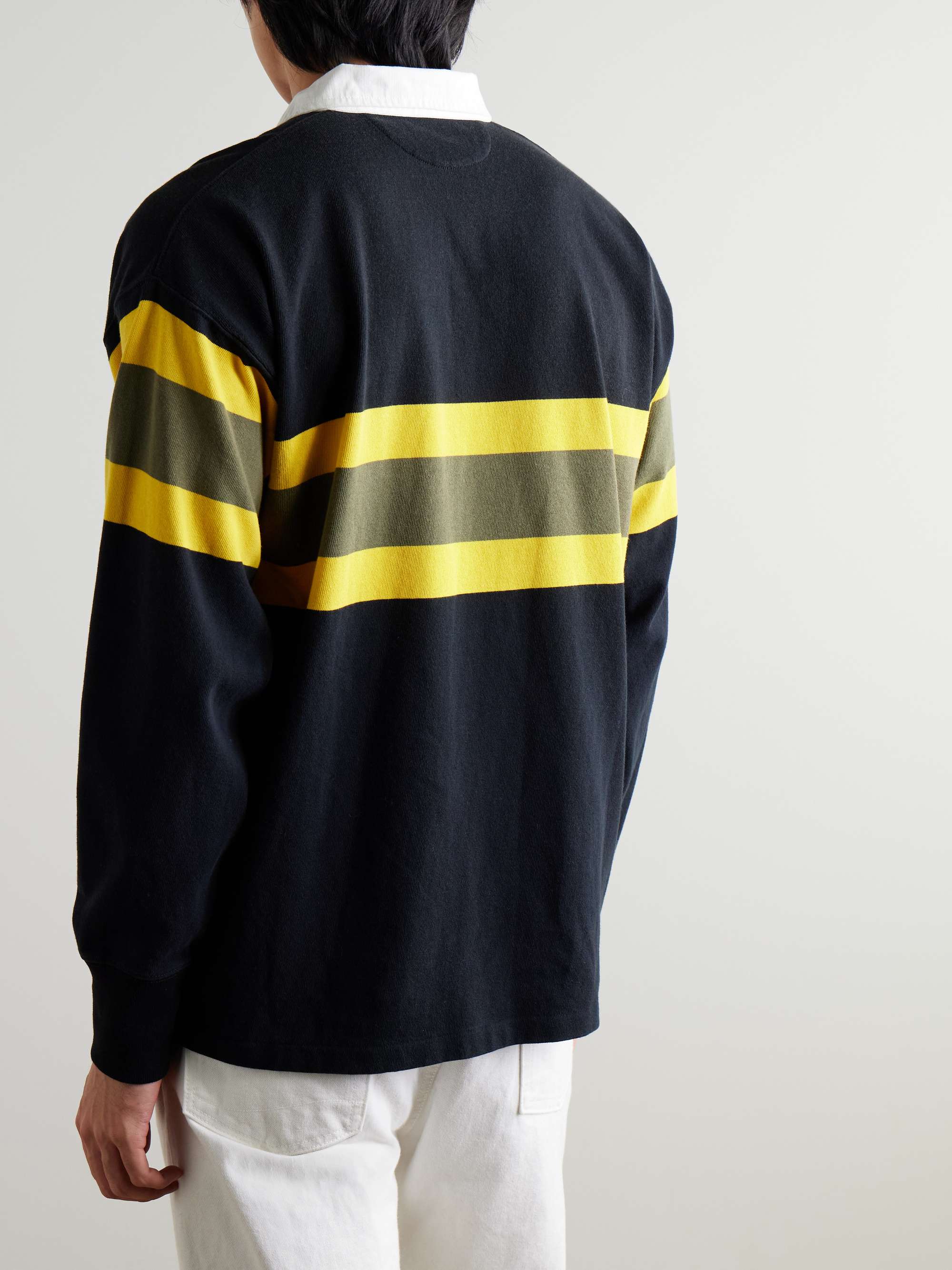 Poplin-Trimmed Striped Cotton Rugby Shirt view