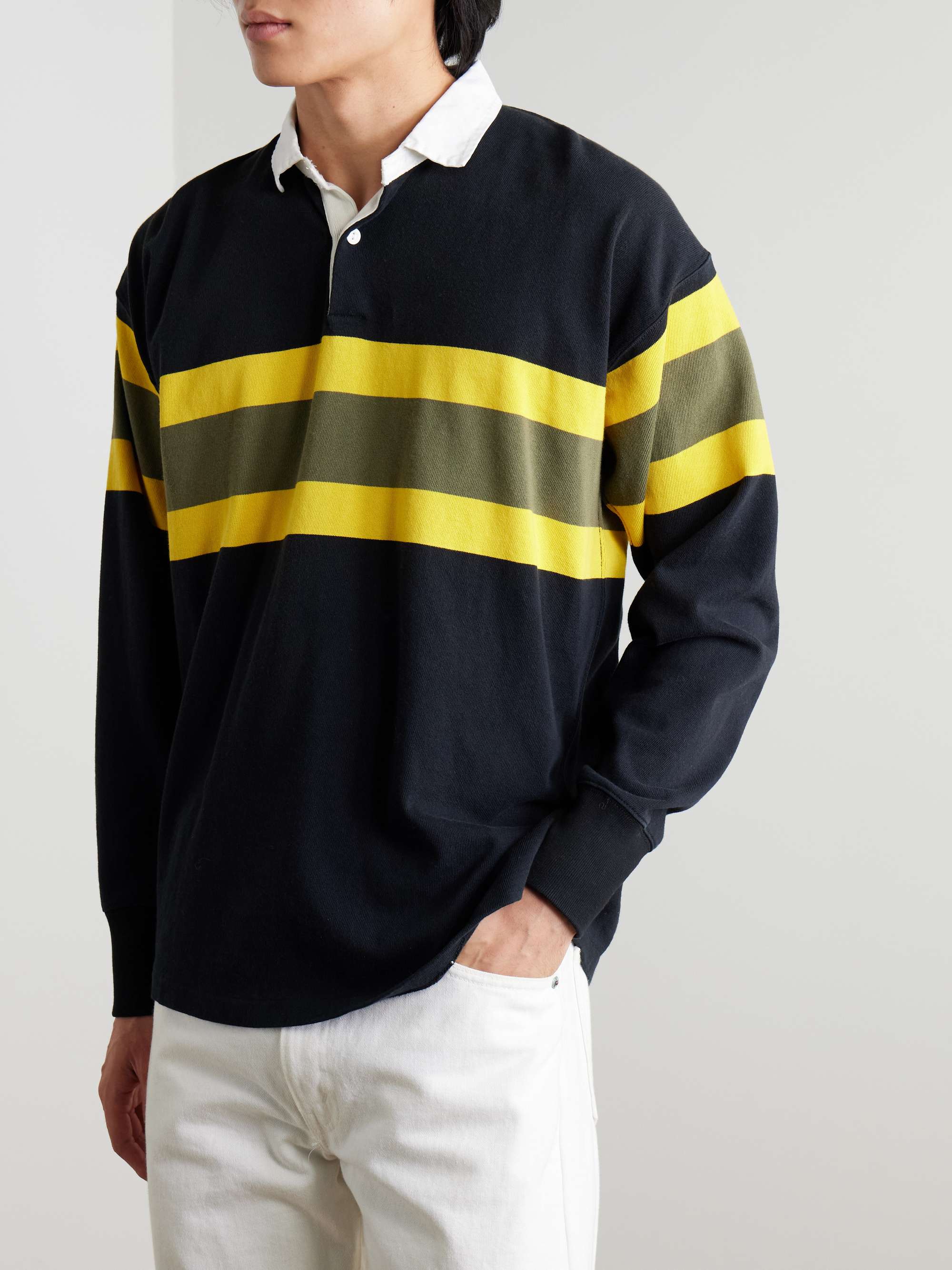 Poplin-Trimmed Striped Cotton Rugby Shirt view
