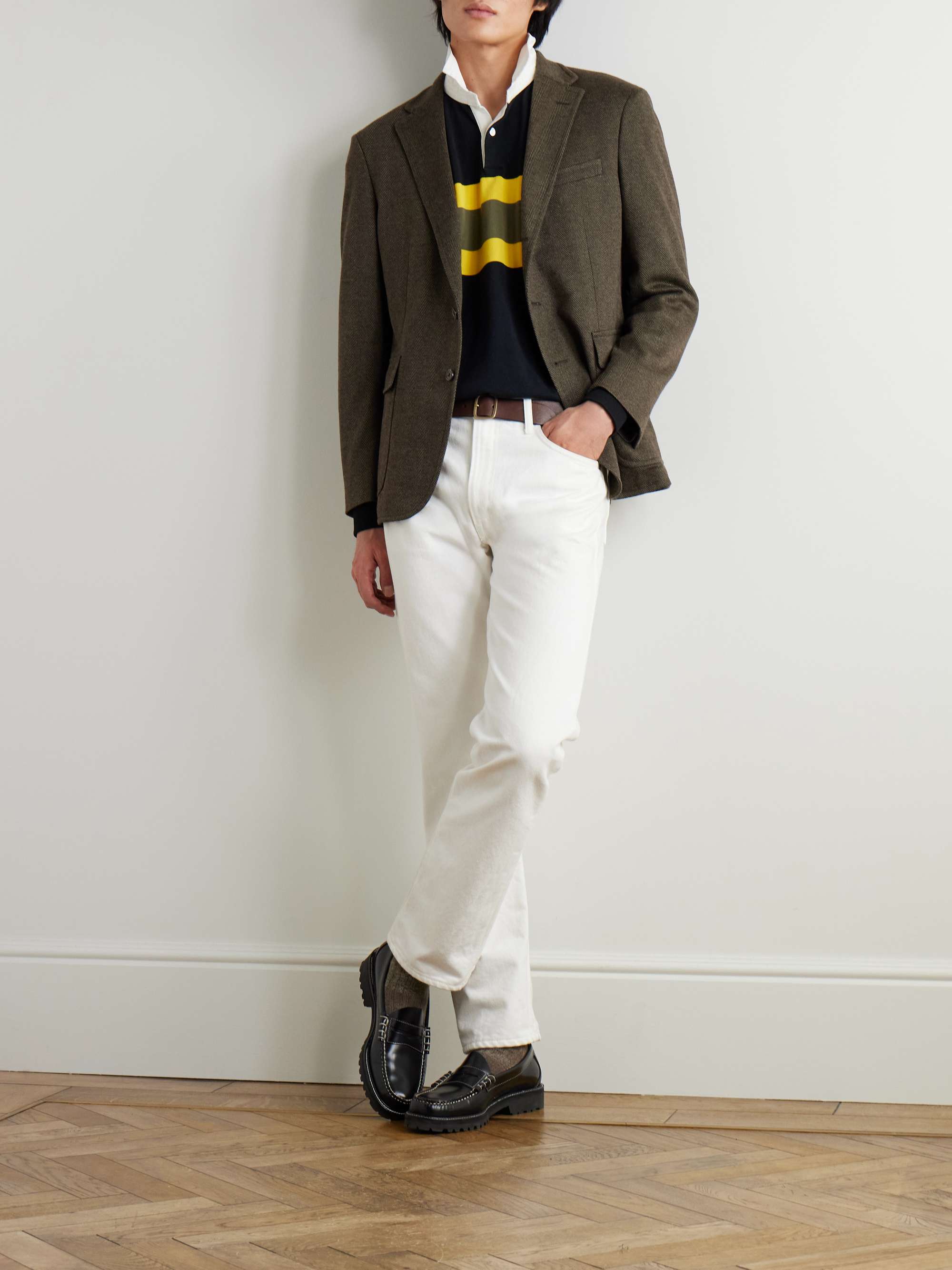 Poplin-Trimmed Striped Cotton Rugby Shirt view