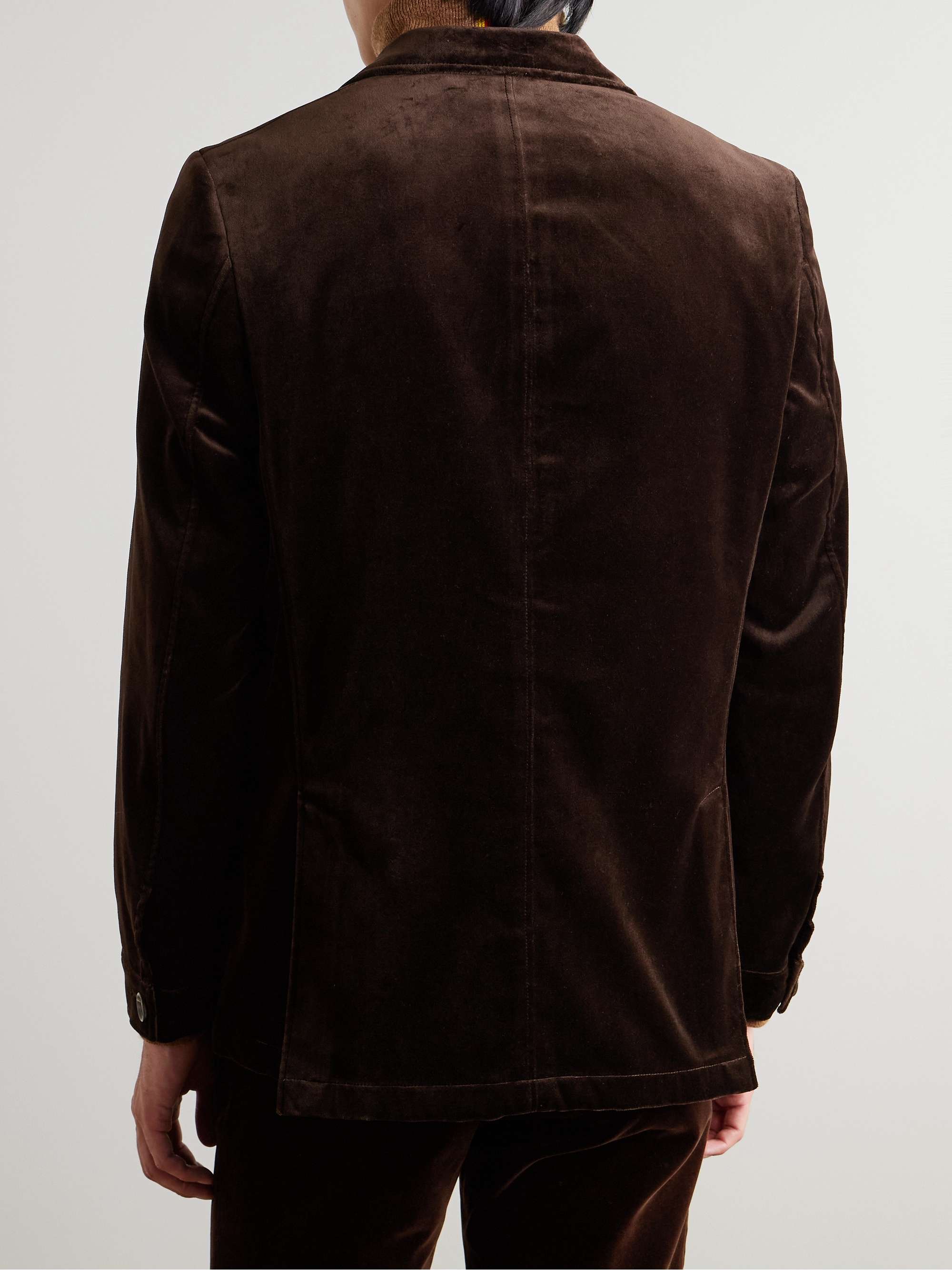 Slim-Fit Double-Breasted Cotton-Velvet Blazer view