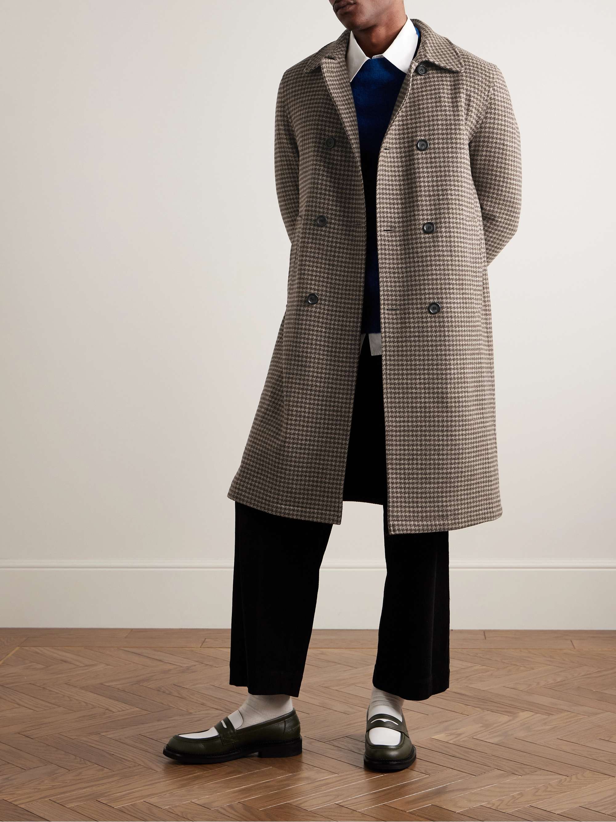 Big Double-Breasted Houndstooth Wool Coat view