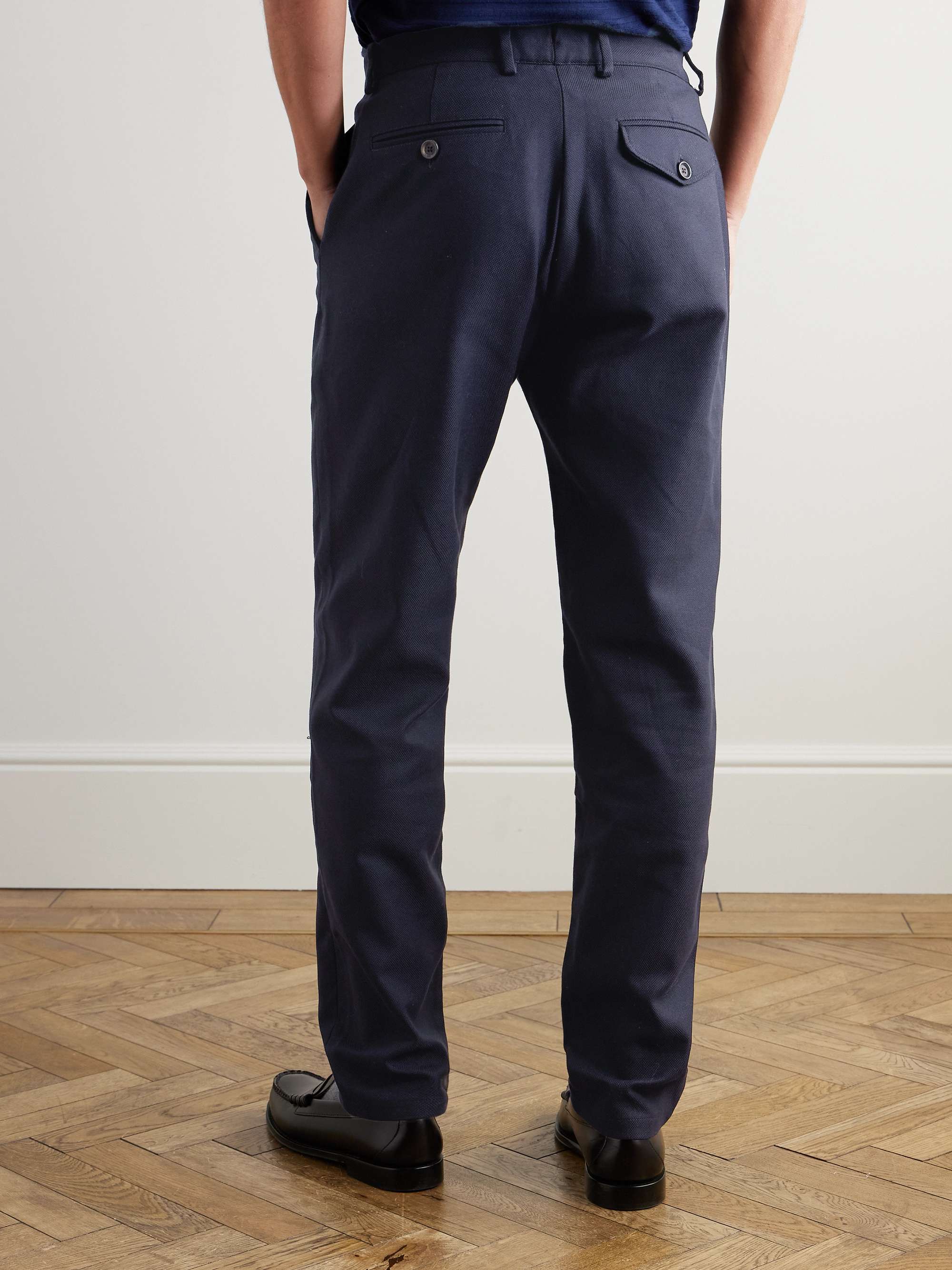 Fishtail Straight-Leg Cotton Suit Trousers view