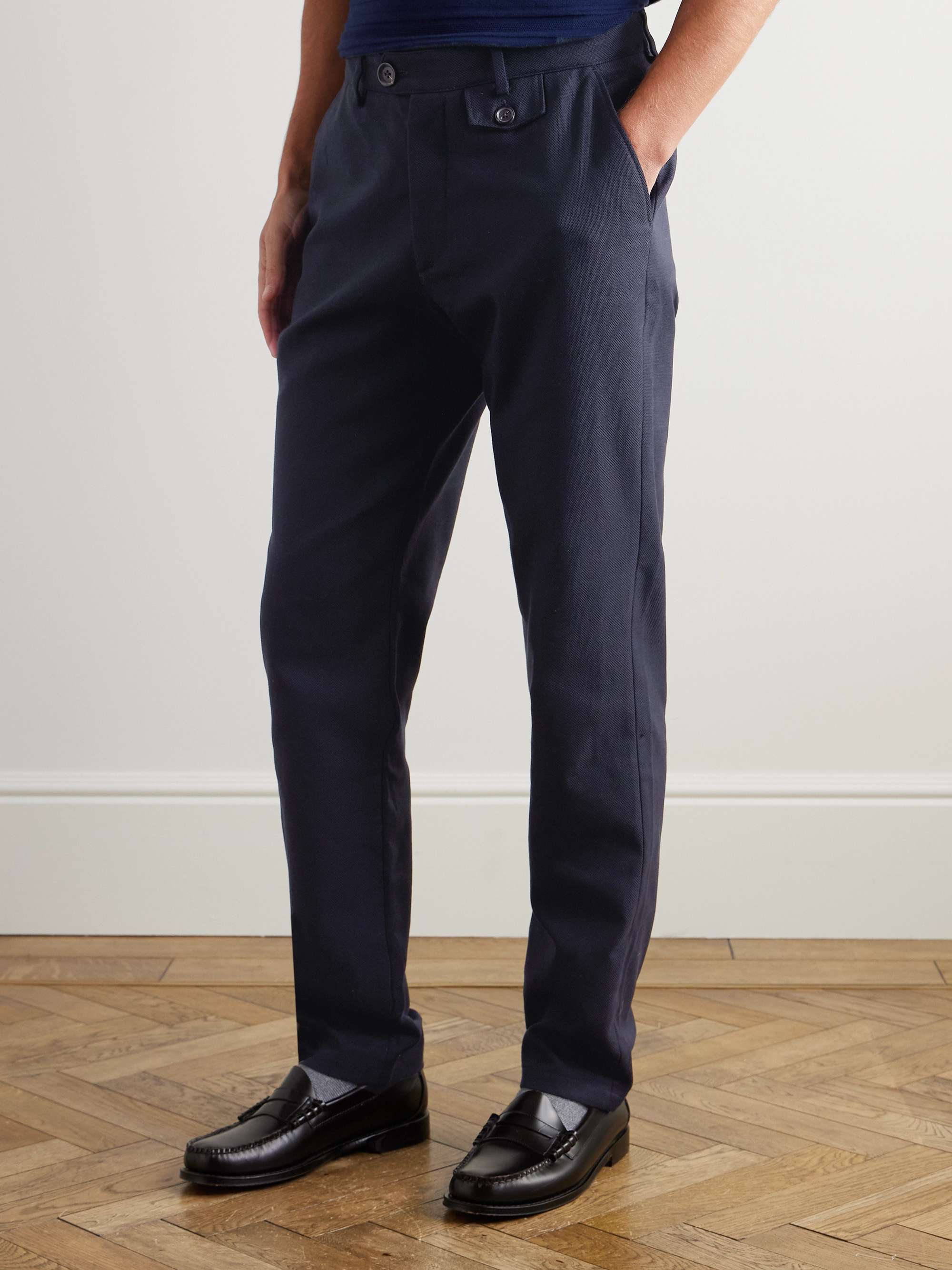 Fishtail Straight-Leg Cotton Suit Trousers view