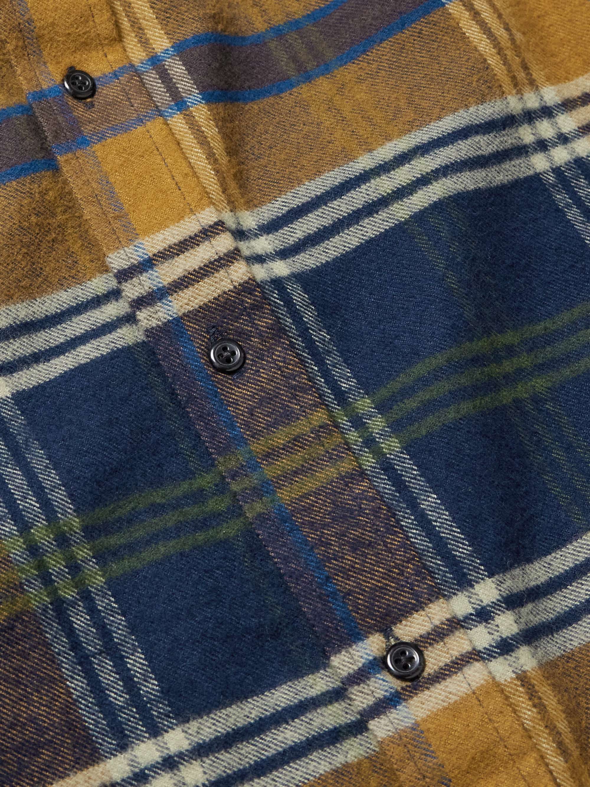 Brook Button-Down Collar Checked Organic Cotton-Flannel Shirt view