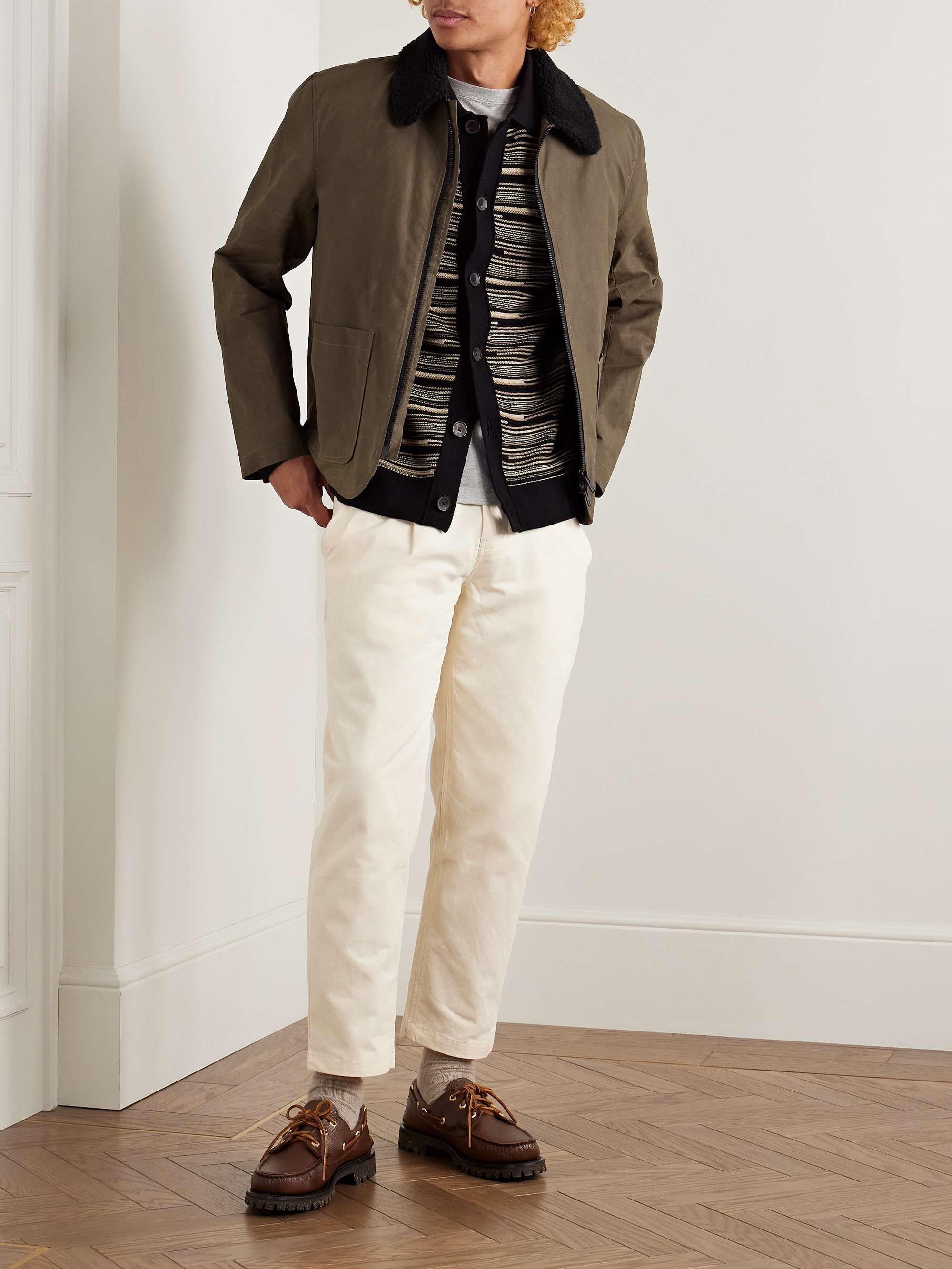Lambeth Fleece-Trimmed Coated-Cotton Jacket view