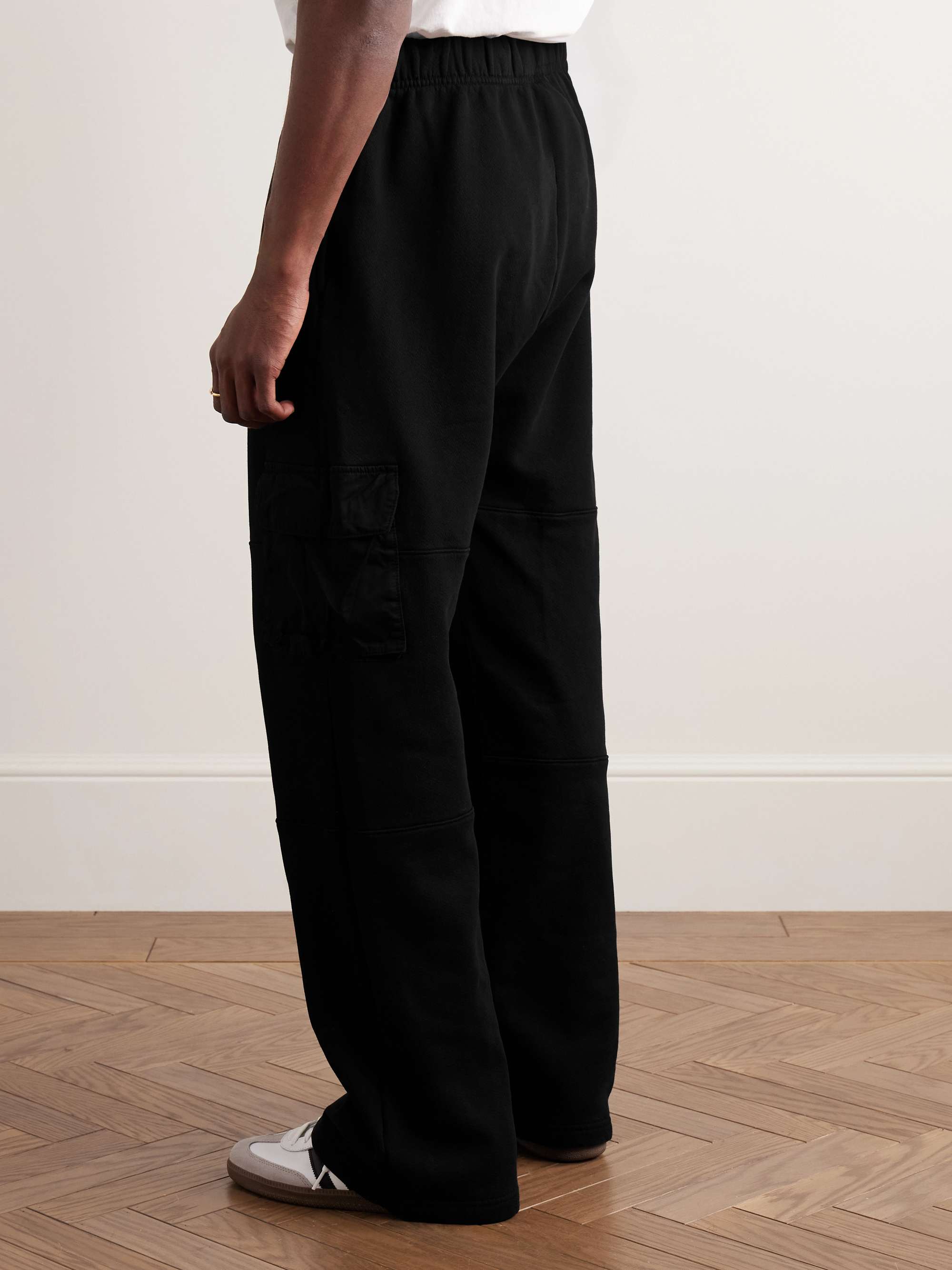 Straight-Leg Cotton-Jersey Drawstring Cargo Trousers view