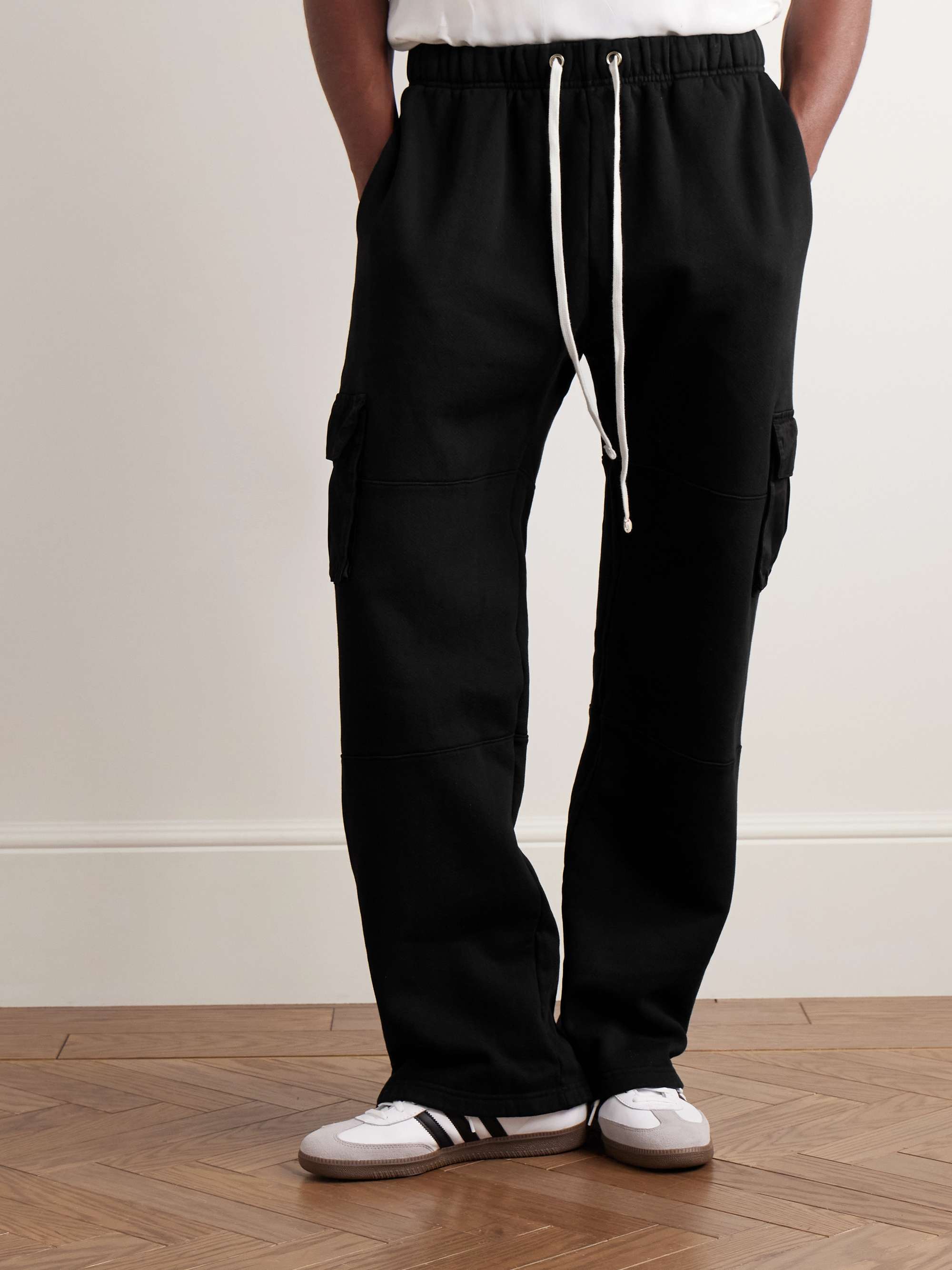 Straight-Leg Cotton-Jersey Drawstring Cargo Trousers view