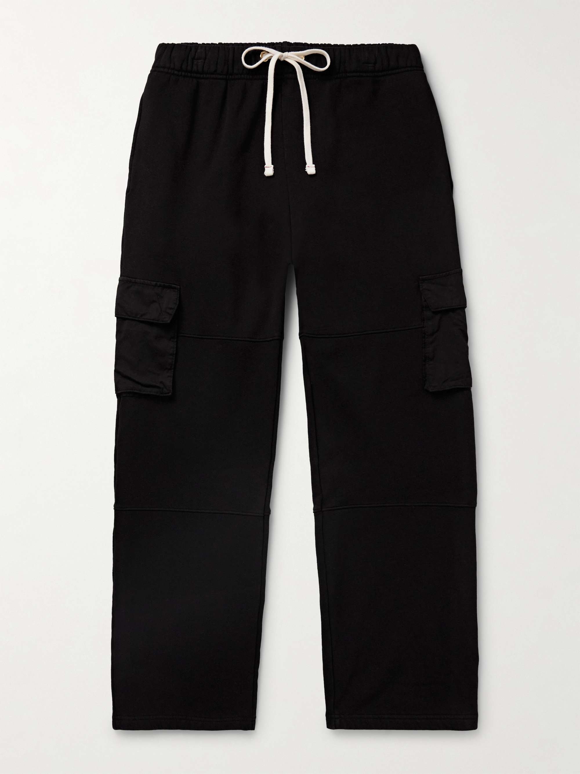 Straight-Leg Cotton-Jersey Drawstring Cargo Trousers view