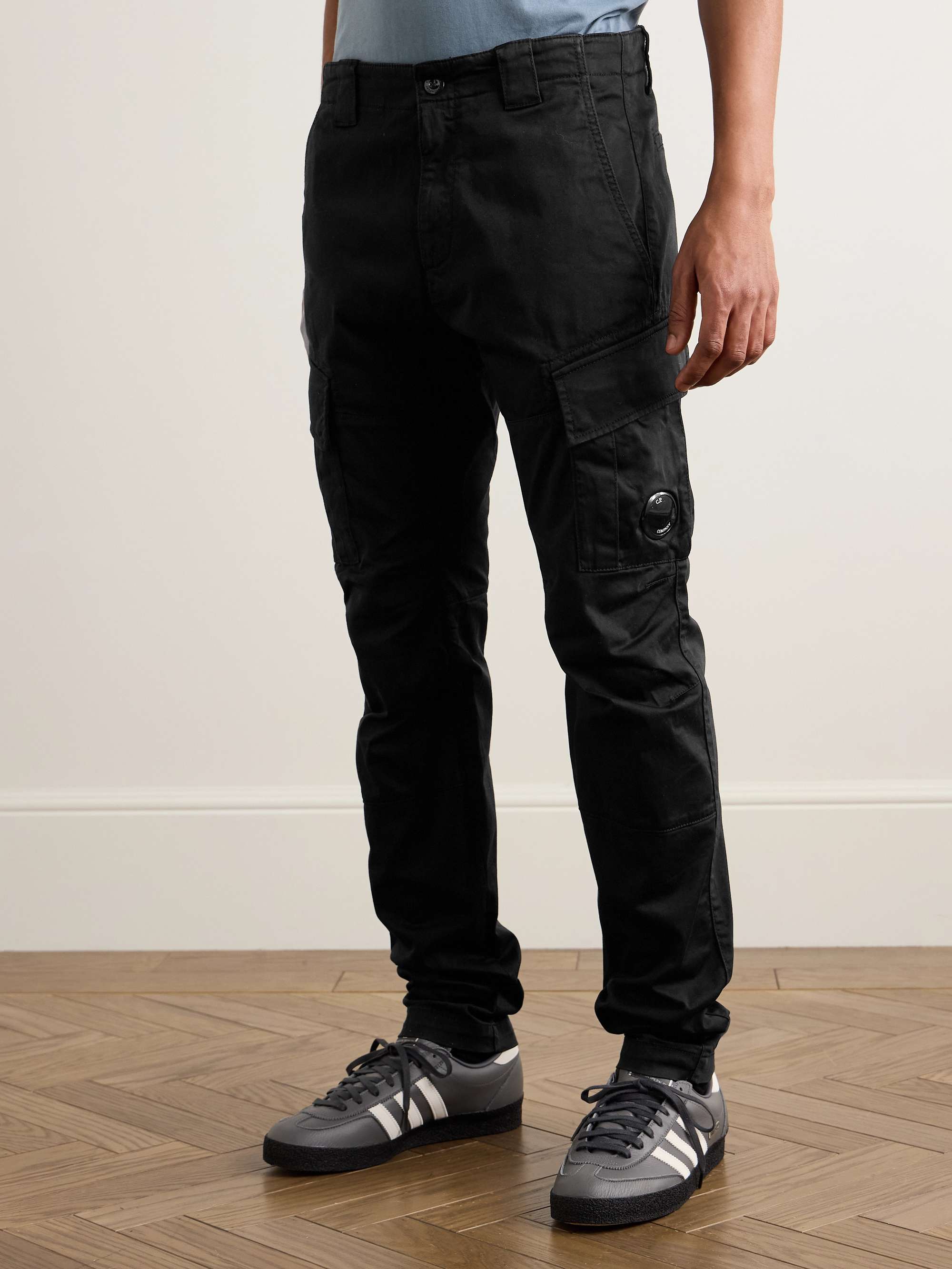 Slim-Fit Tapered Logo-Appliquéd Stretch-Cotton Sateen Cargo Trousers view