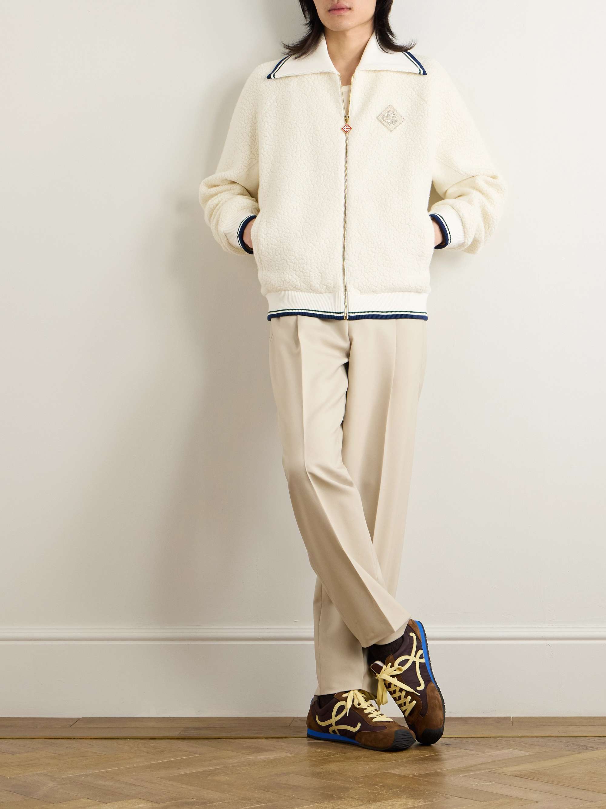 Logo-Embellished Fleece Zip-Up Sweatshirt view