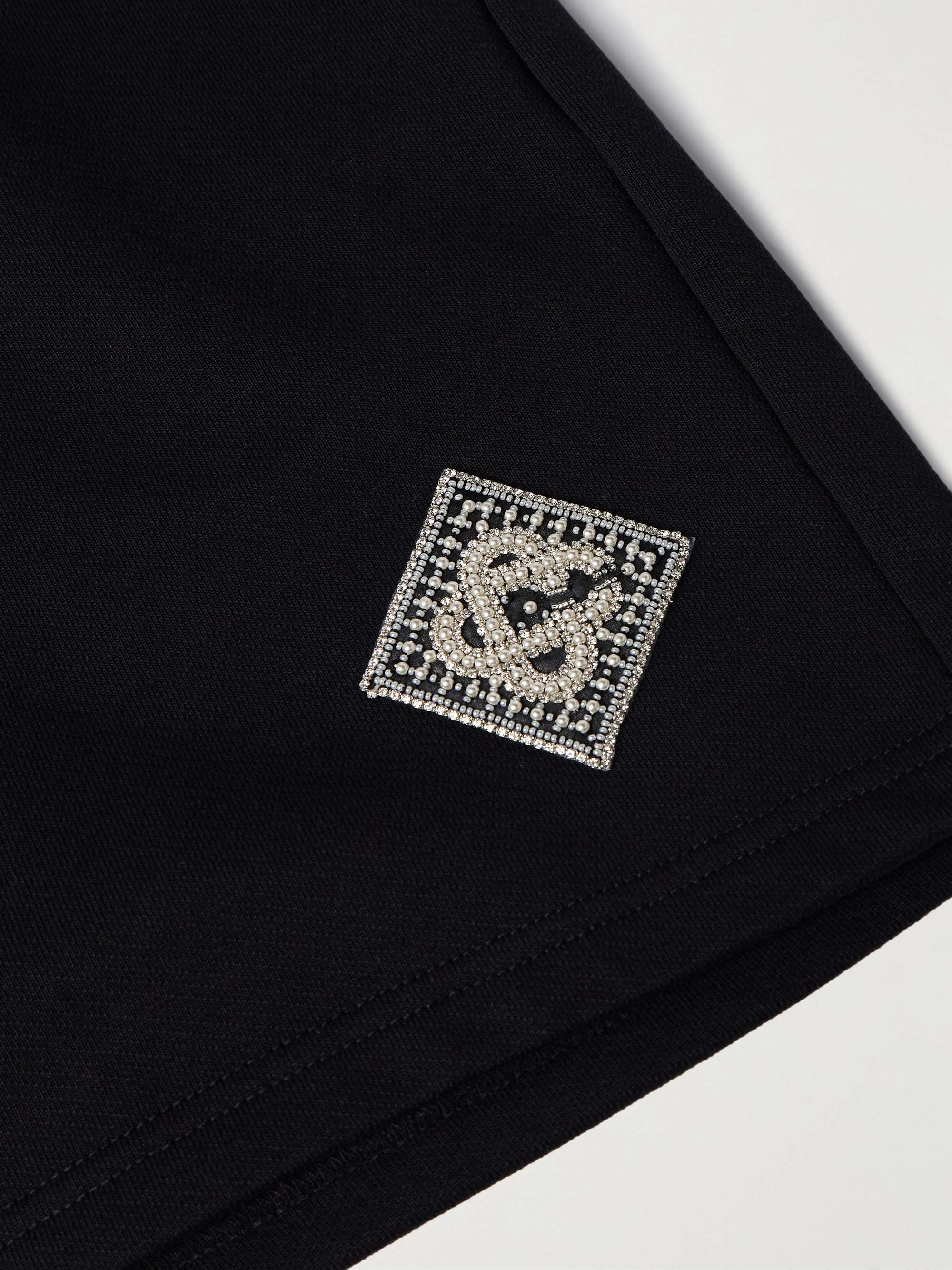 Straight-Leg Embellished Organic Cotton-Jersey Shorts view