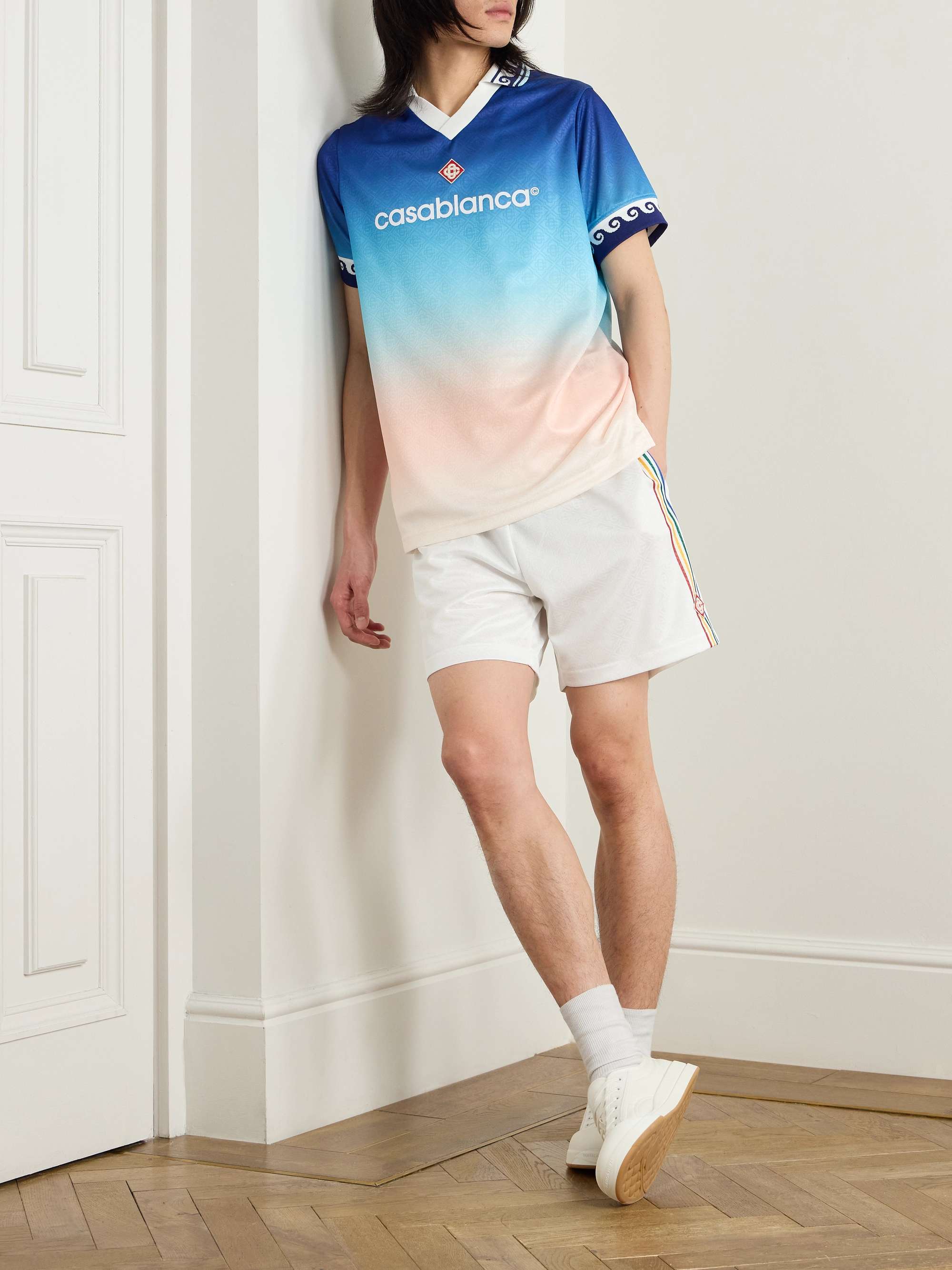 Appliquéd Logo-Print Jacquard Polo Shirt view