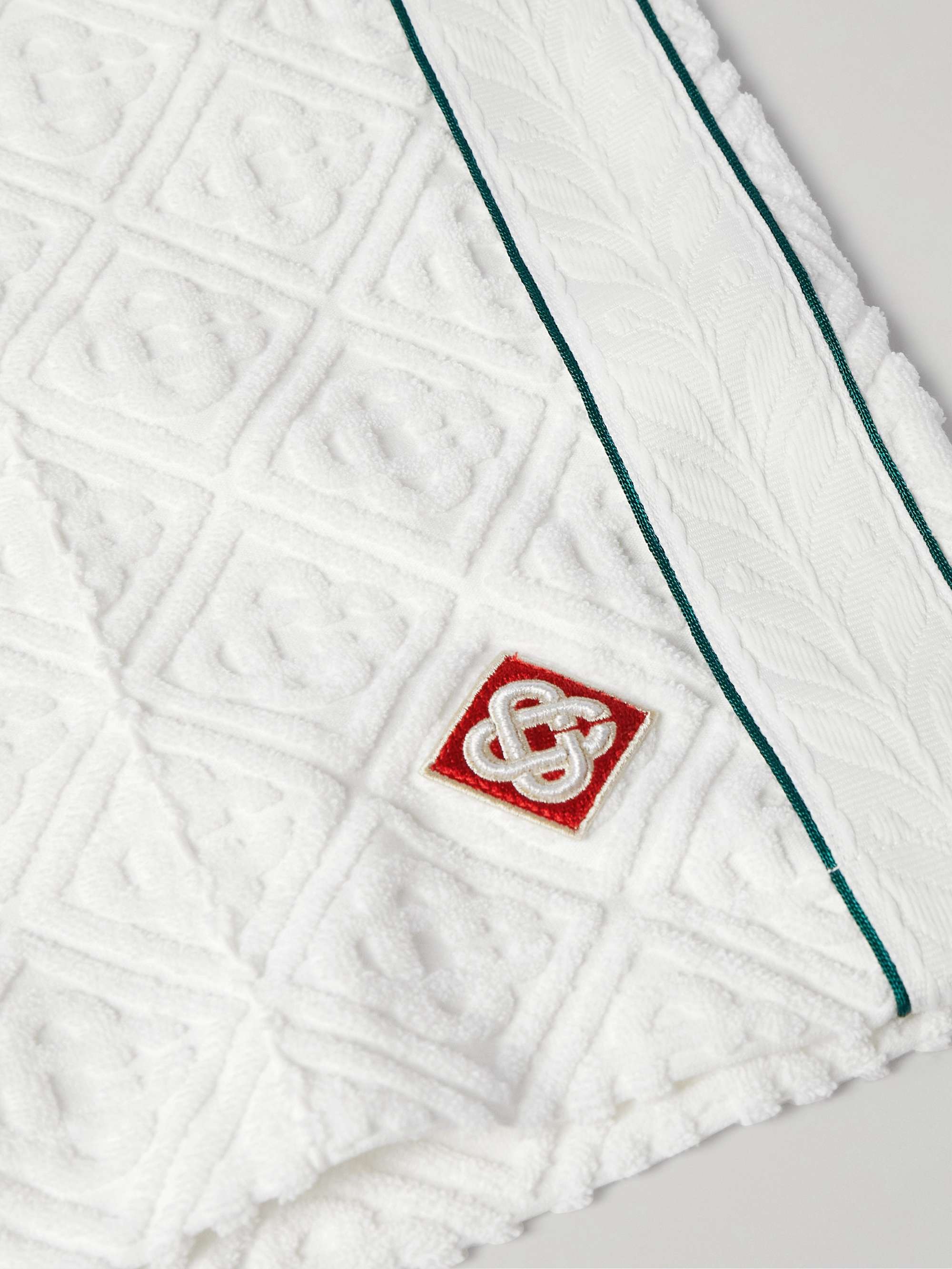 Straight-Leg Logo-Appliquéd Monogrammed Jacquard Cotton-Blend Terry Shorts view