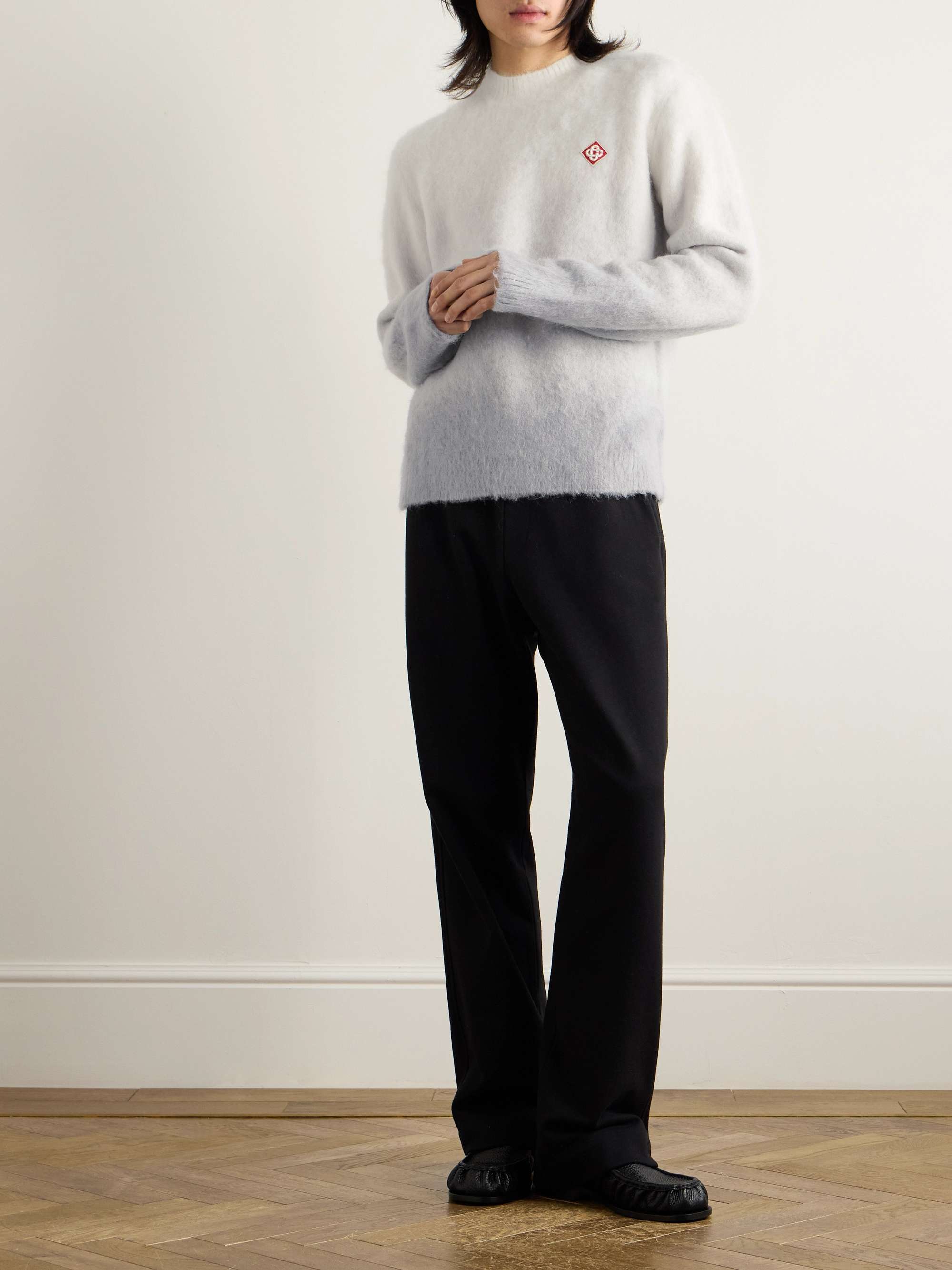 Logo-Appliquéd Dip-Dyed Brushed-Knit Sweater view