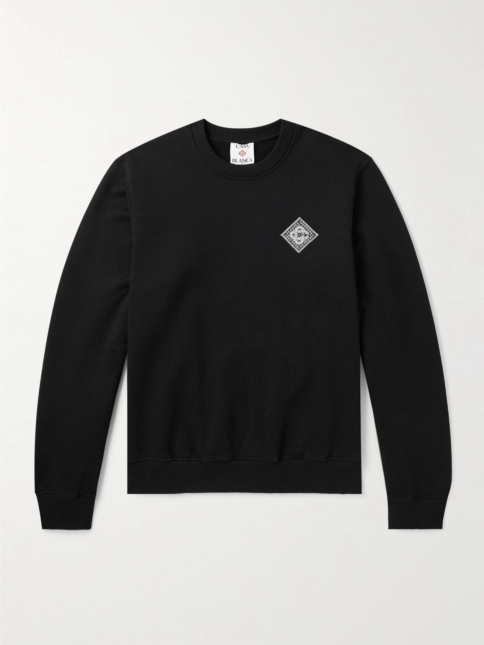 Crystal-Embellished Organic Cotton-Jersey Sweatshirt view