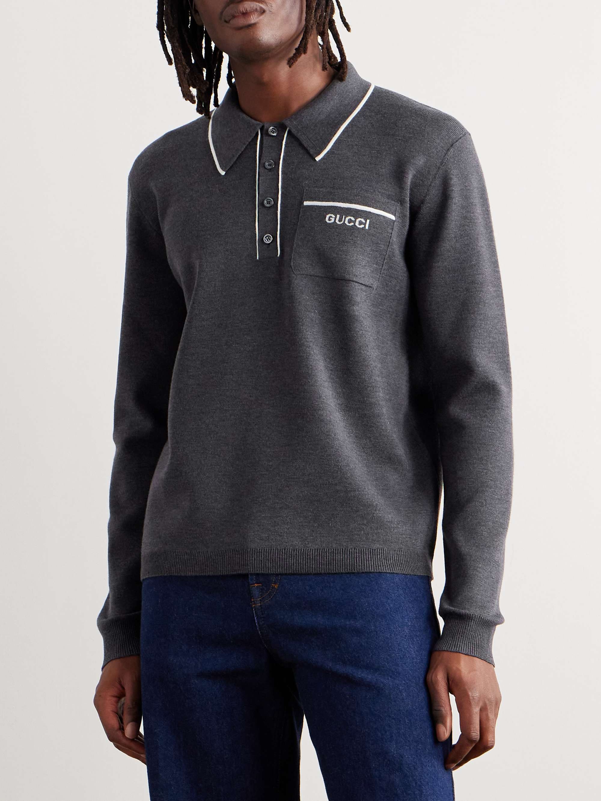 Logo-Intarsia Wool Polo Shirt view