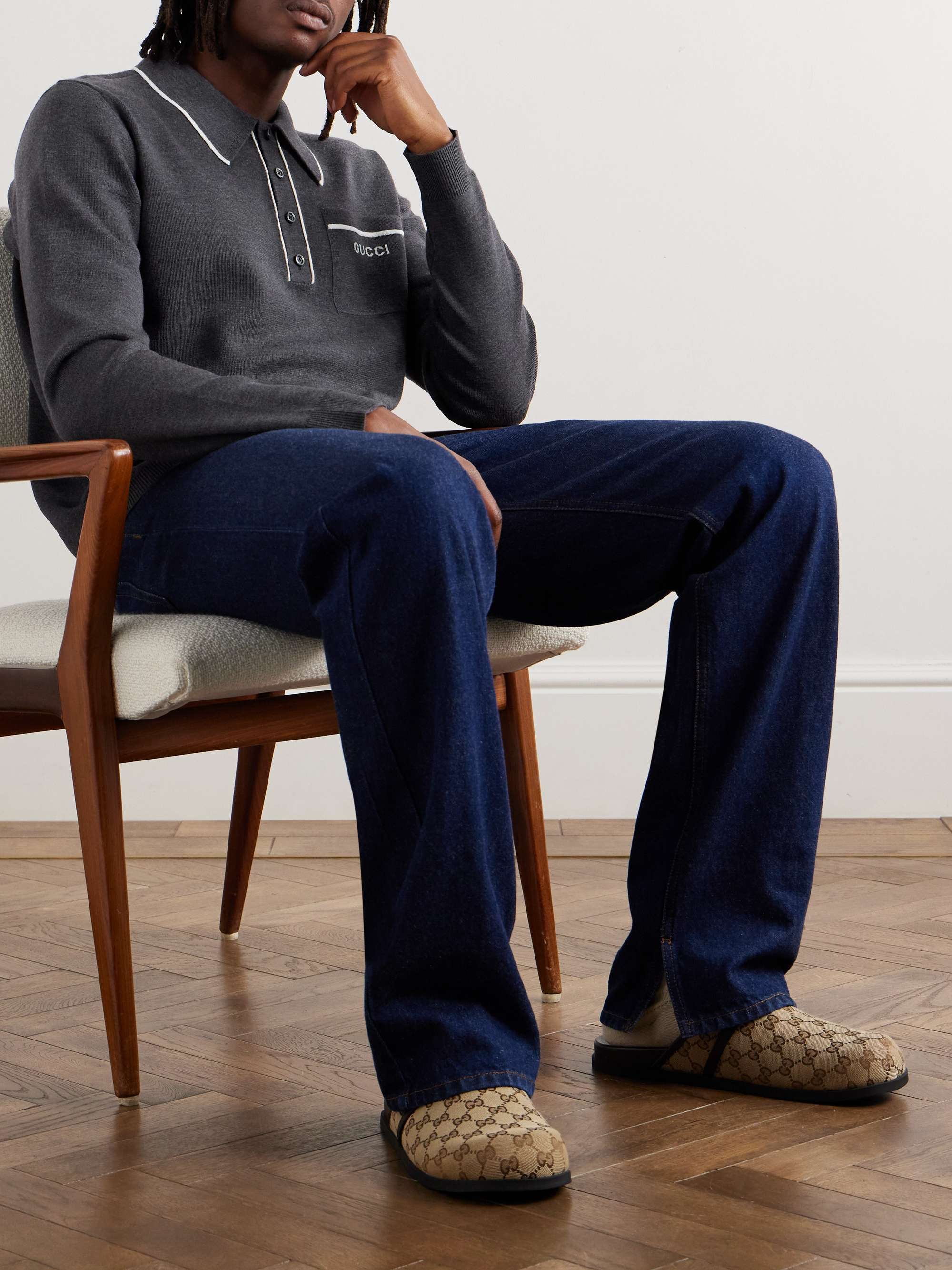 Logo-Intarsia Wool Polo Shirt view