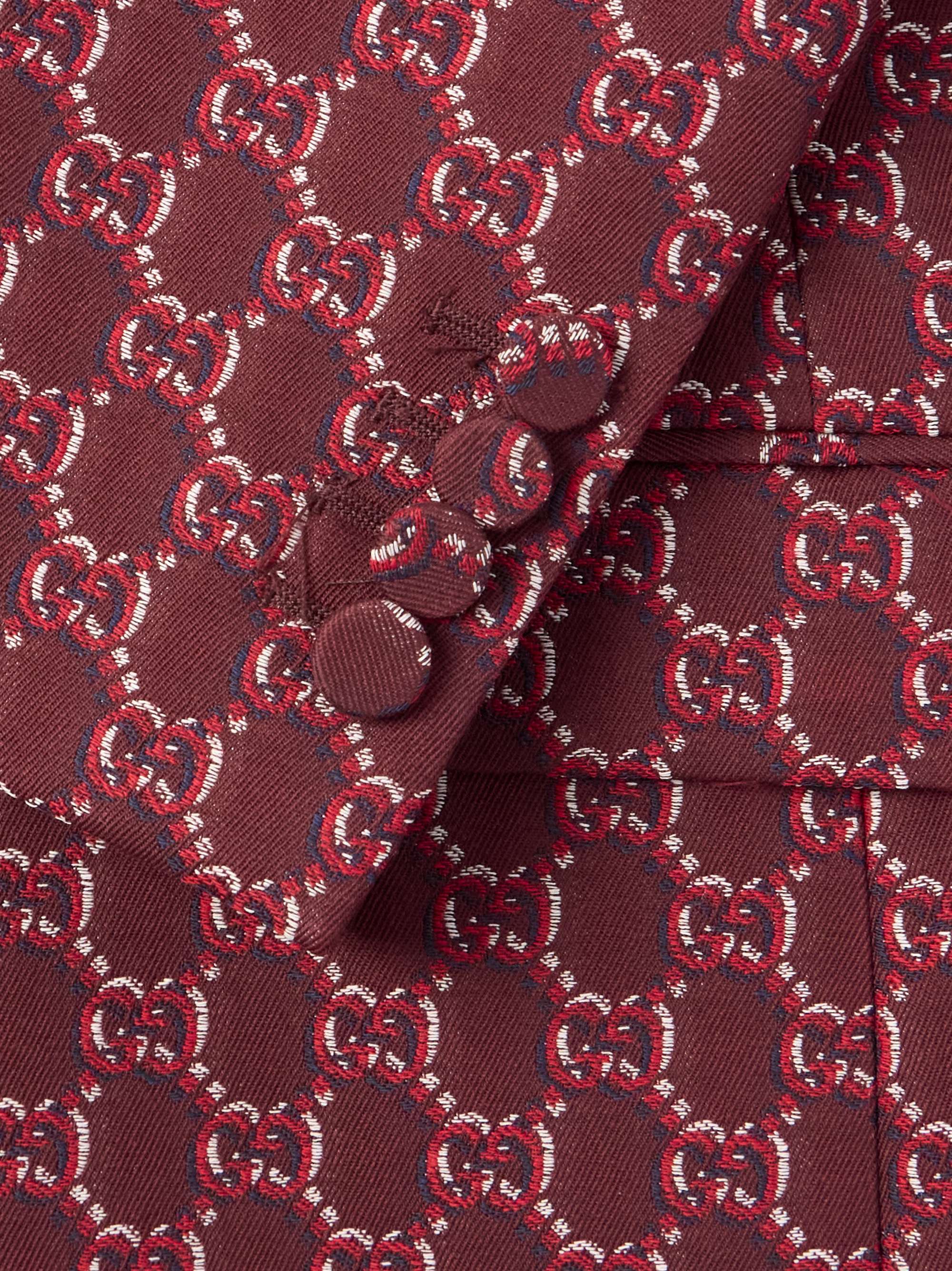 Double-Breasted Logo-Jacquard Wool-Twill Suit Jacket view