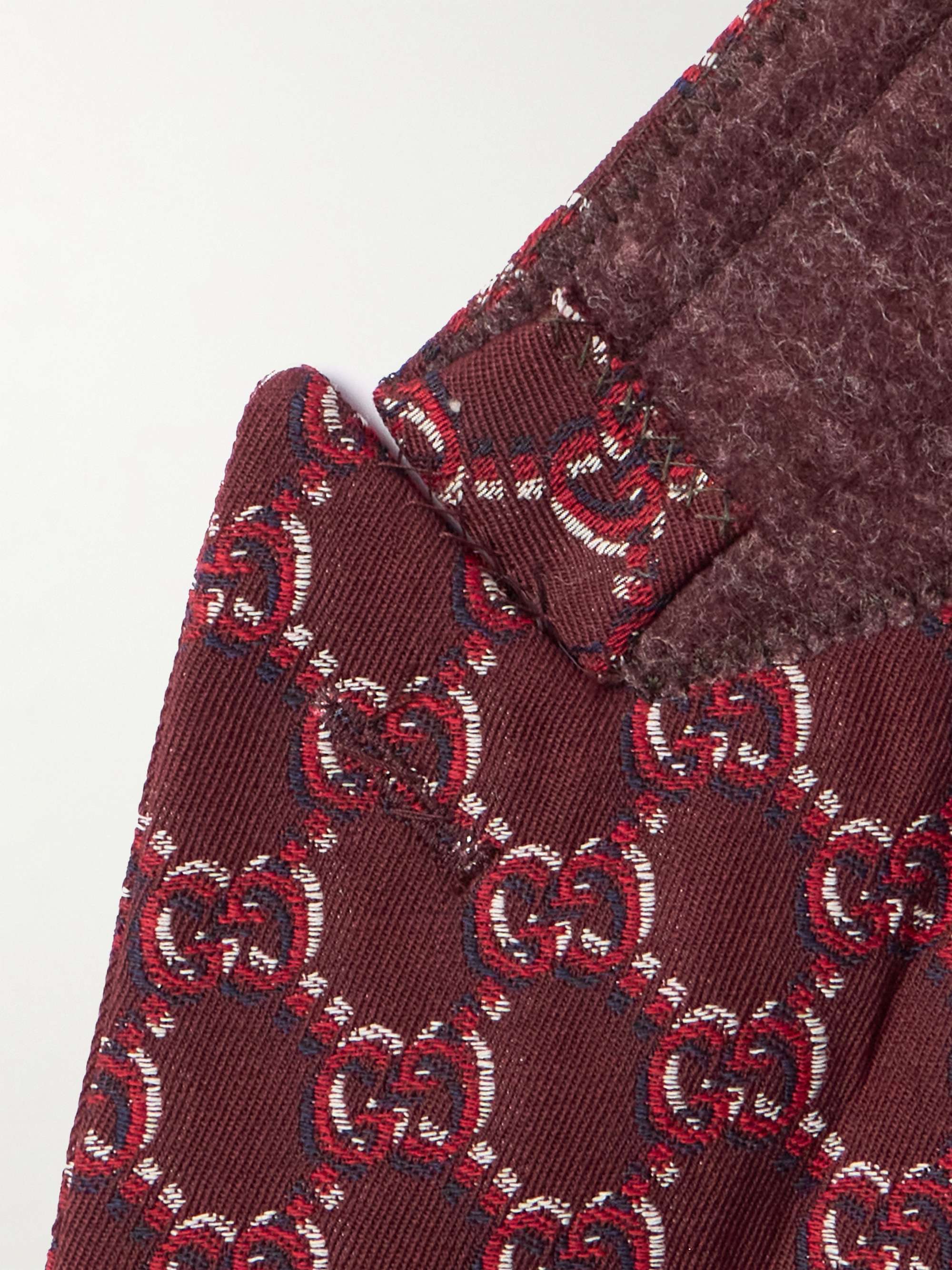 Double-Breasted Logo-Jacquard Wool-Twill Suit Jacket view